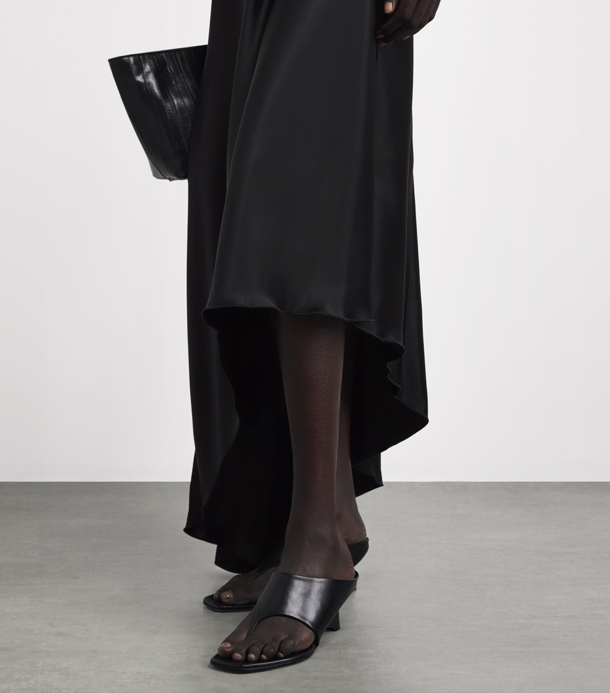 CAMILLA AND MARC Womens Silk Asymmetric Odessa Maxi Dress Dblk Black Image 5