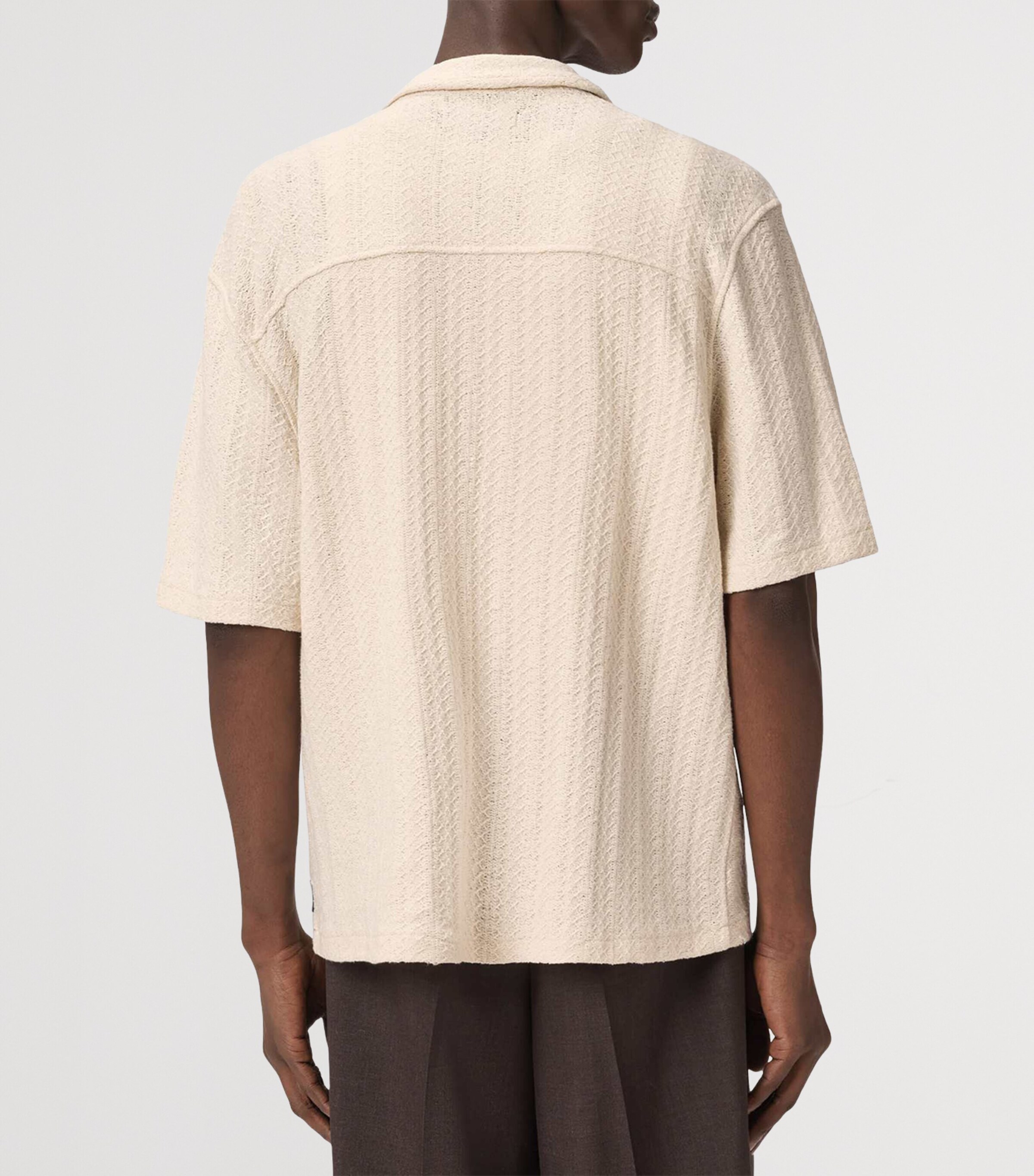 AllSaints Mens Knitted Trace Shirt Cottage White Image 4