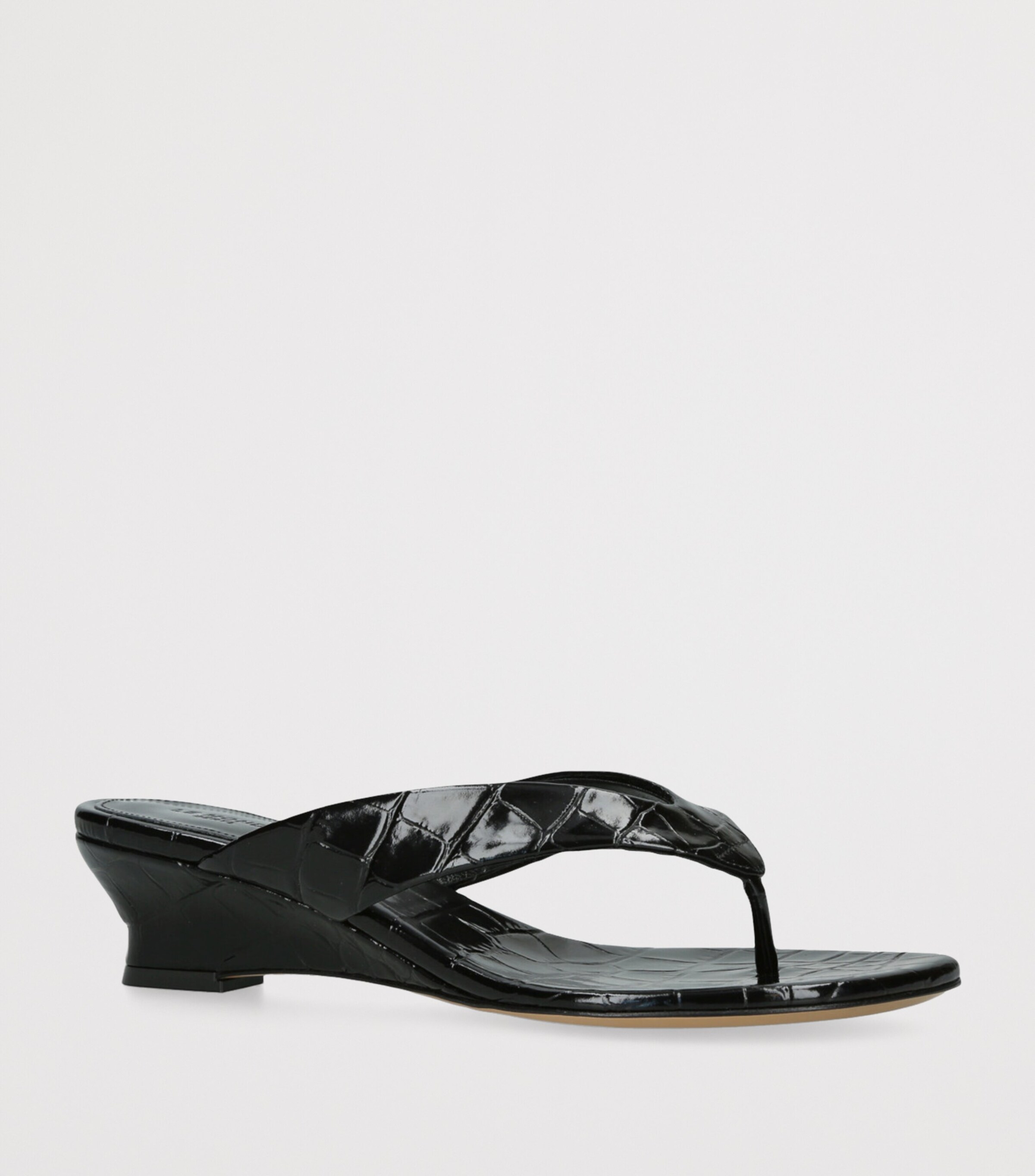 Le Monde Beryl Leather Micro Wedge Sandals 40 Black Image 3