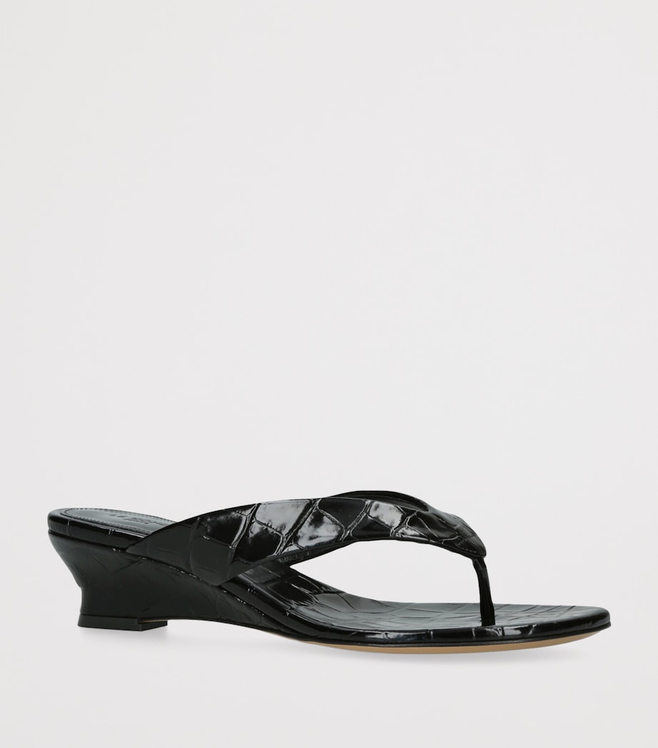 Le Monde Beryl Leather Micro Wedge Sandals 40 Black Image 3