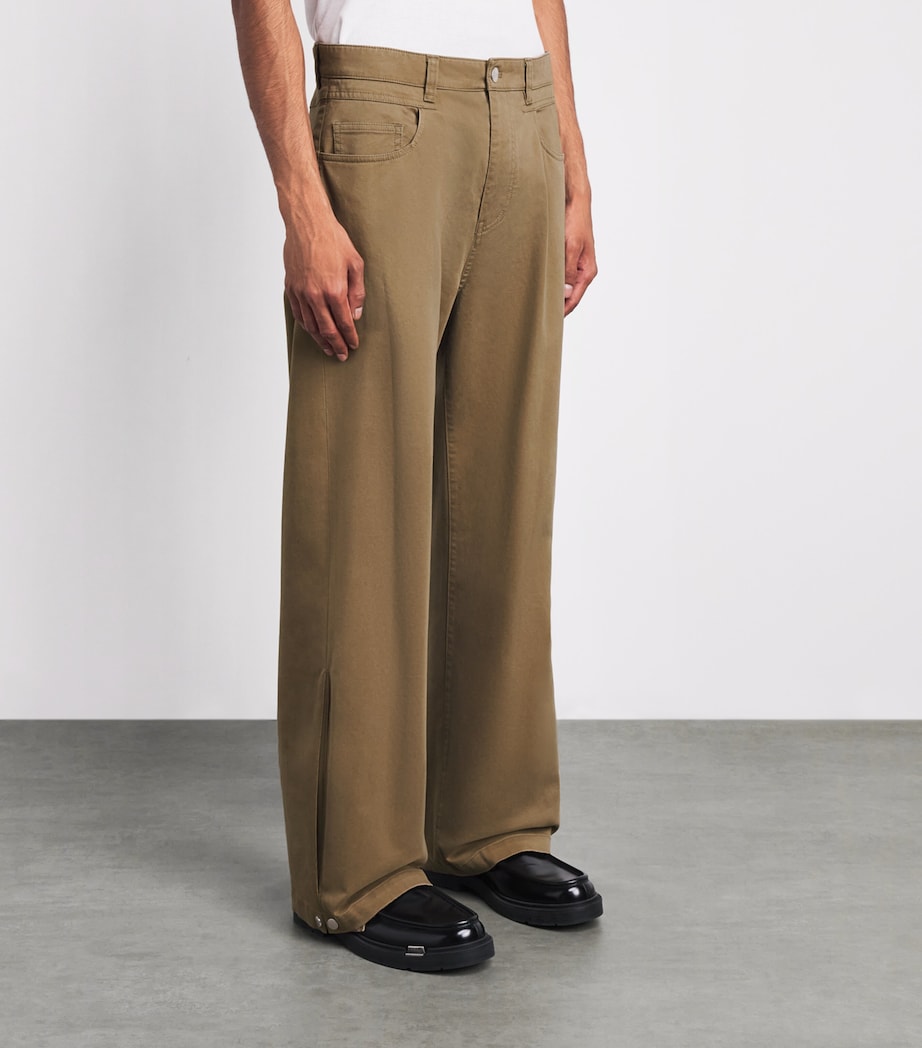 System Mens Cotton-Blend Side-Pleated Trousers Khaki Beige Image 4