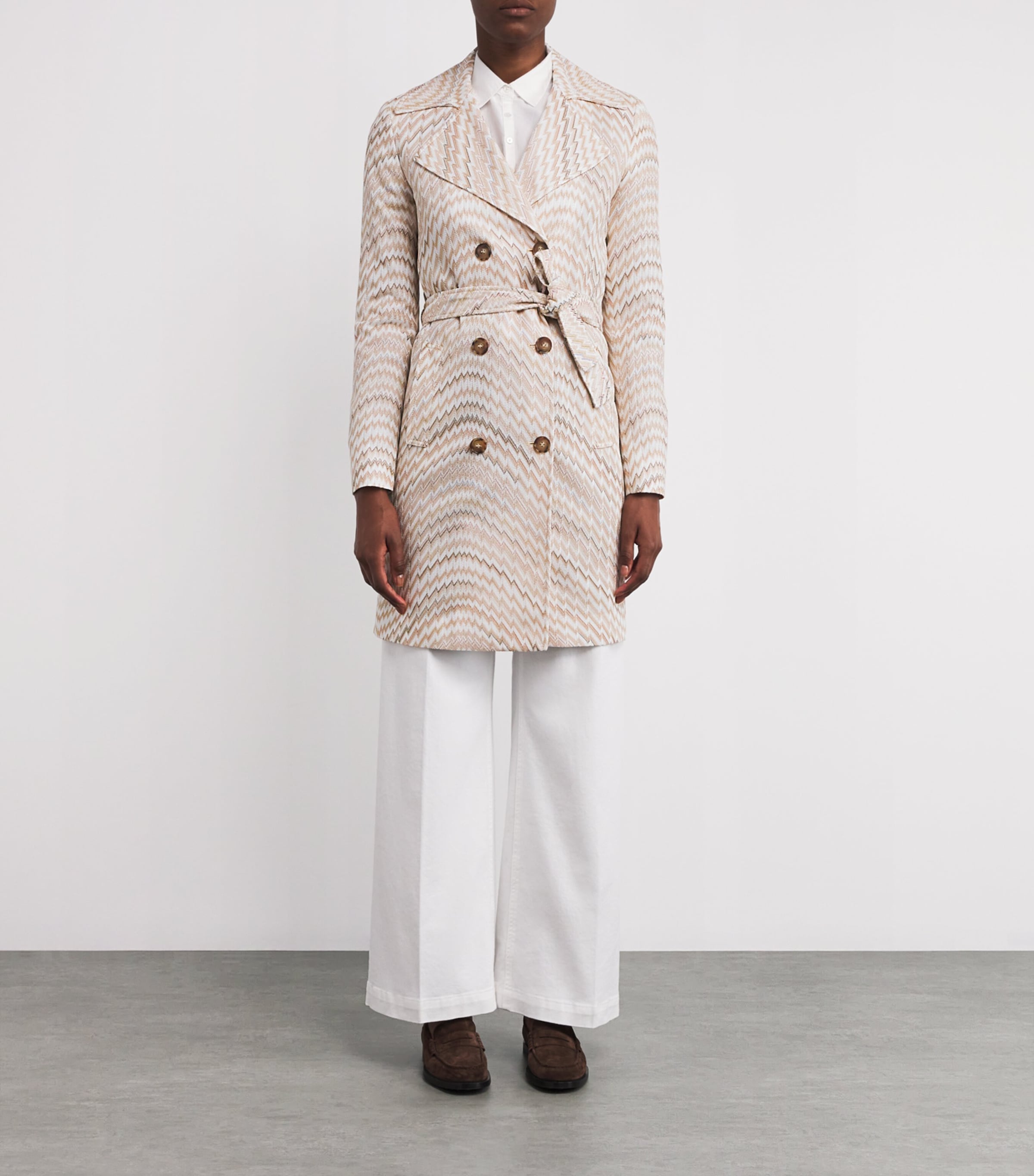 Zigzag Trench Coat S01HS WHITE/BEIGE Image 3