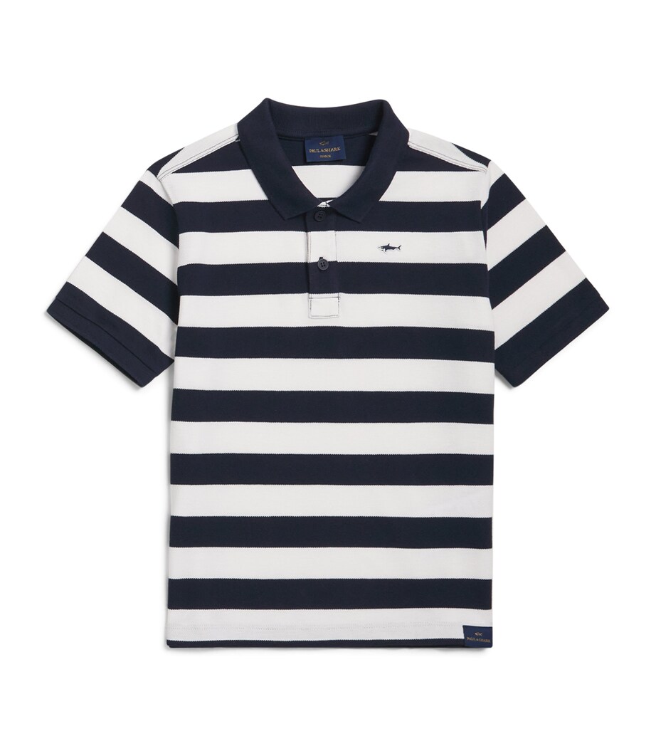 Paul & Shark Stripe Polo Shirt (8-14 Years) White/blue Image 1