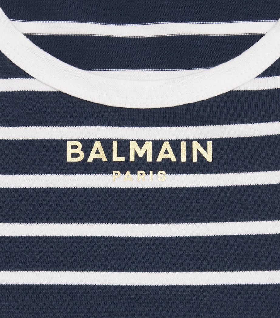 Cotton Stripe Logo Dress (6-14 Years) 617BC BLUE/WHITE Image 3