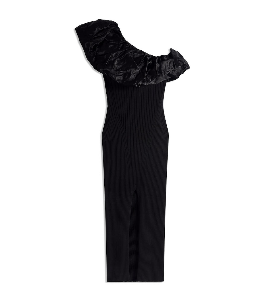 Schiaparelli Womens Knitted Sculptural Ruffle Midi Dress Black Image 5