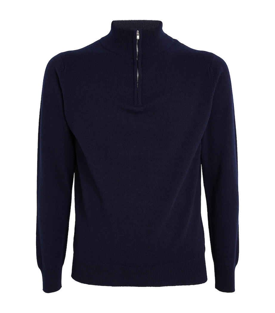 Cashmere Zip-Up Sweater NAVY Image 1