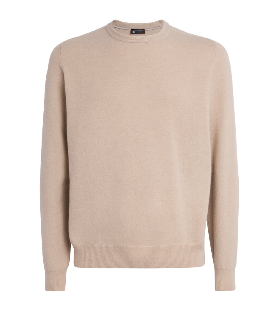 Colombo Mens Kid Cashmere Crew-Neck Sweater Beige Image 1