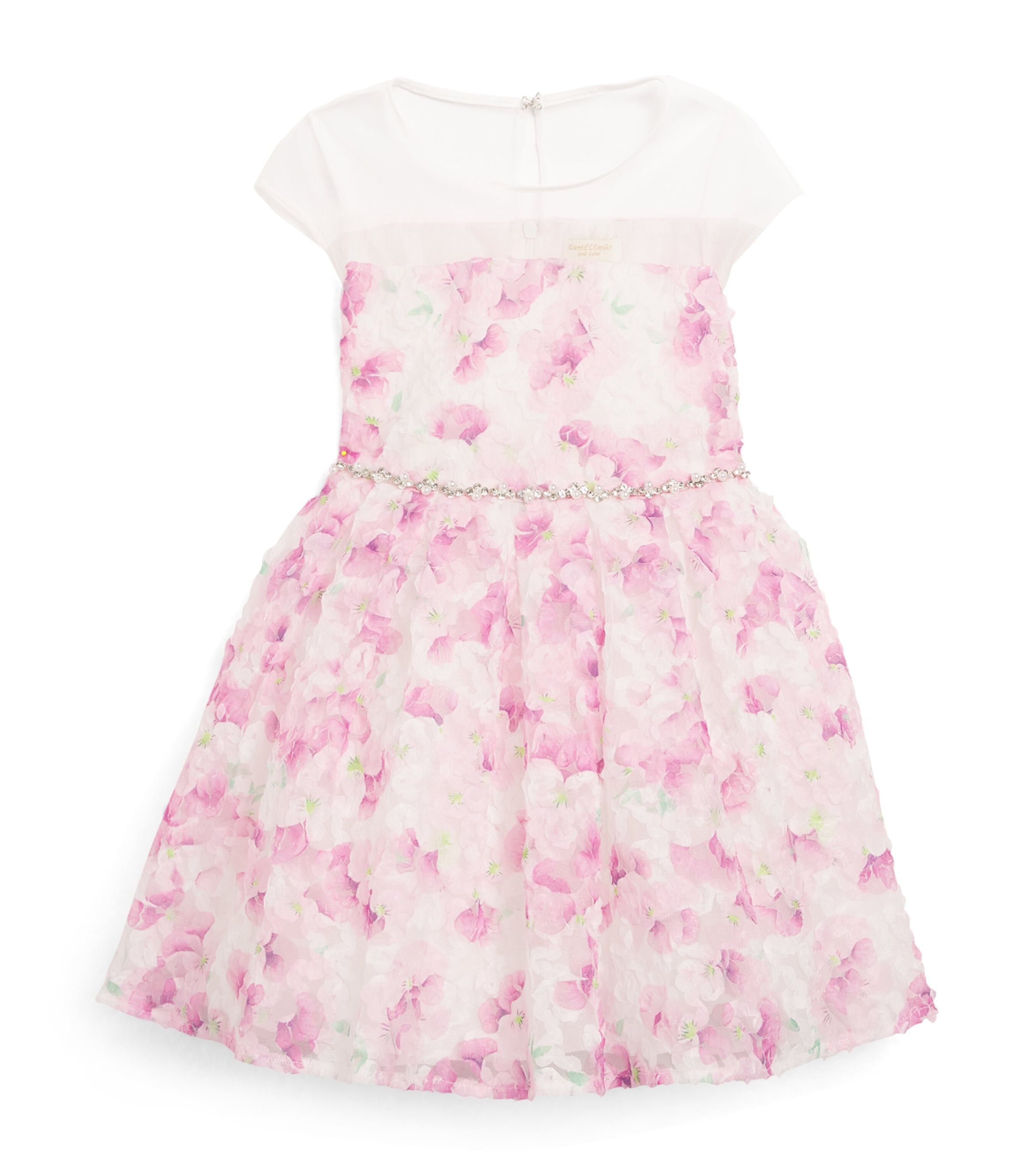 David Charles Kids' Tulle Floral Dress In Pink