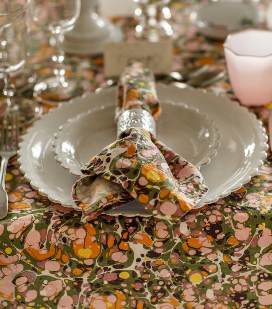Linen Marble Napkin (50cm x 50cm) GREEN, PINK, ORANGE Image 6