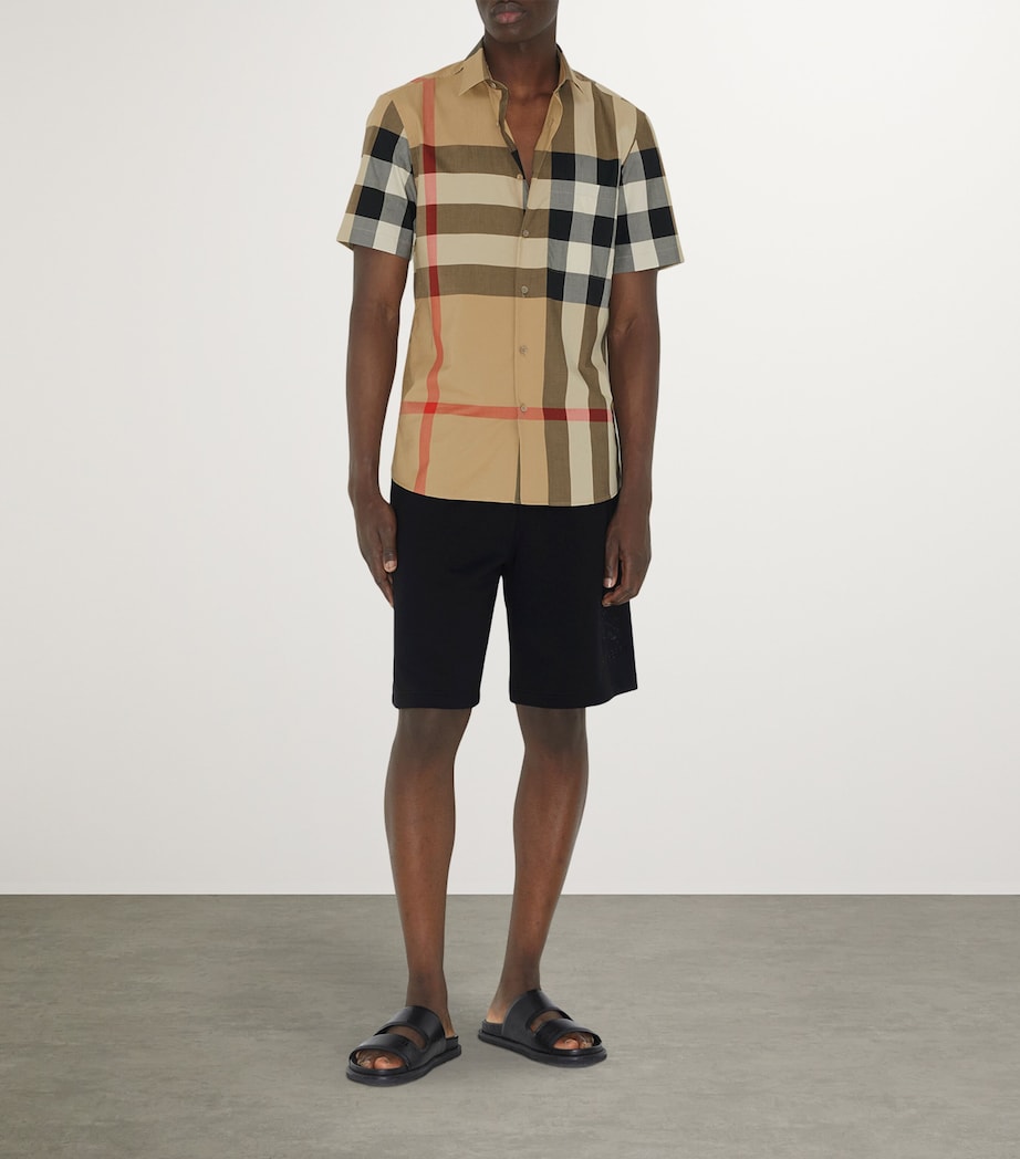 Cotton Enlarged-Check Short-Sleeve Shirt ARCHIVE BEIGE IP CHK Image 2