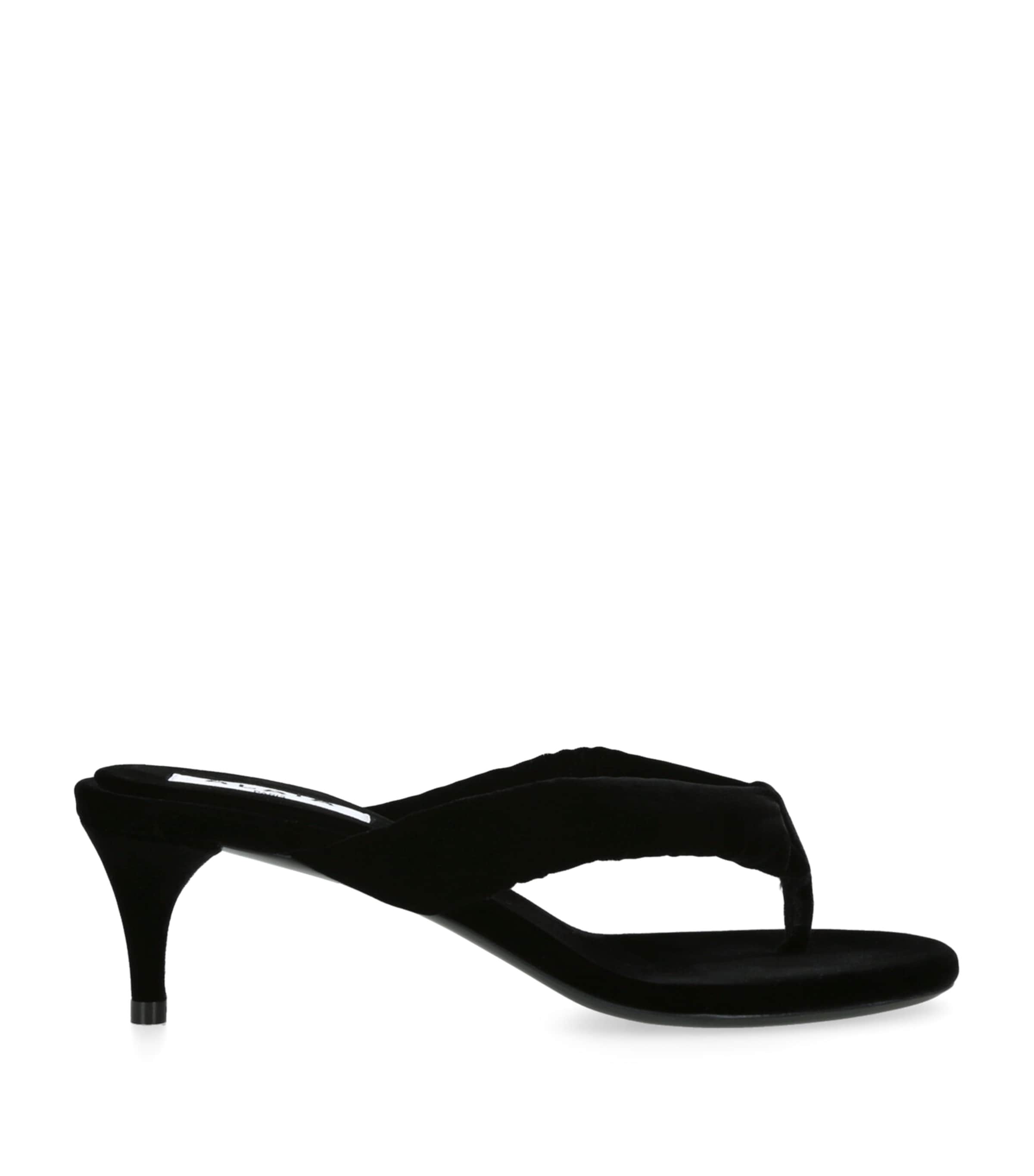 Alaïa Velvet Thong Heeled Mules 55 In Black