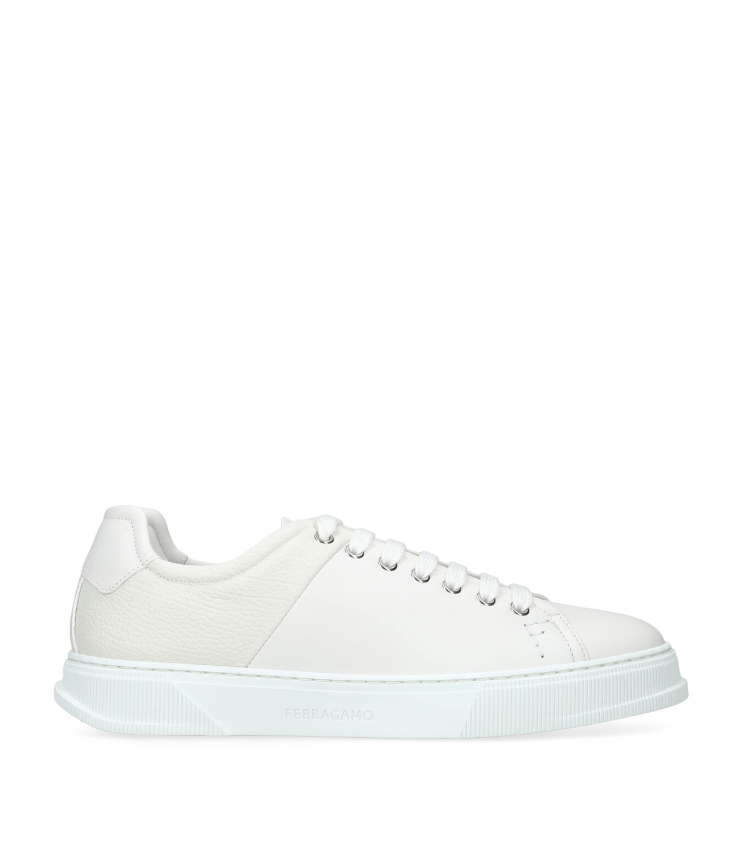 Salvatore Ferragamo Leather Clayton Sneakers White Image 1