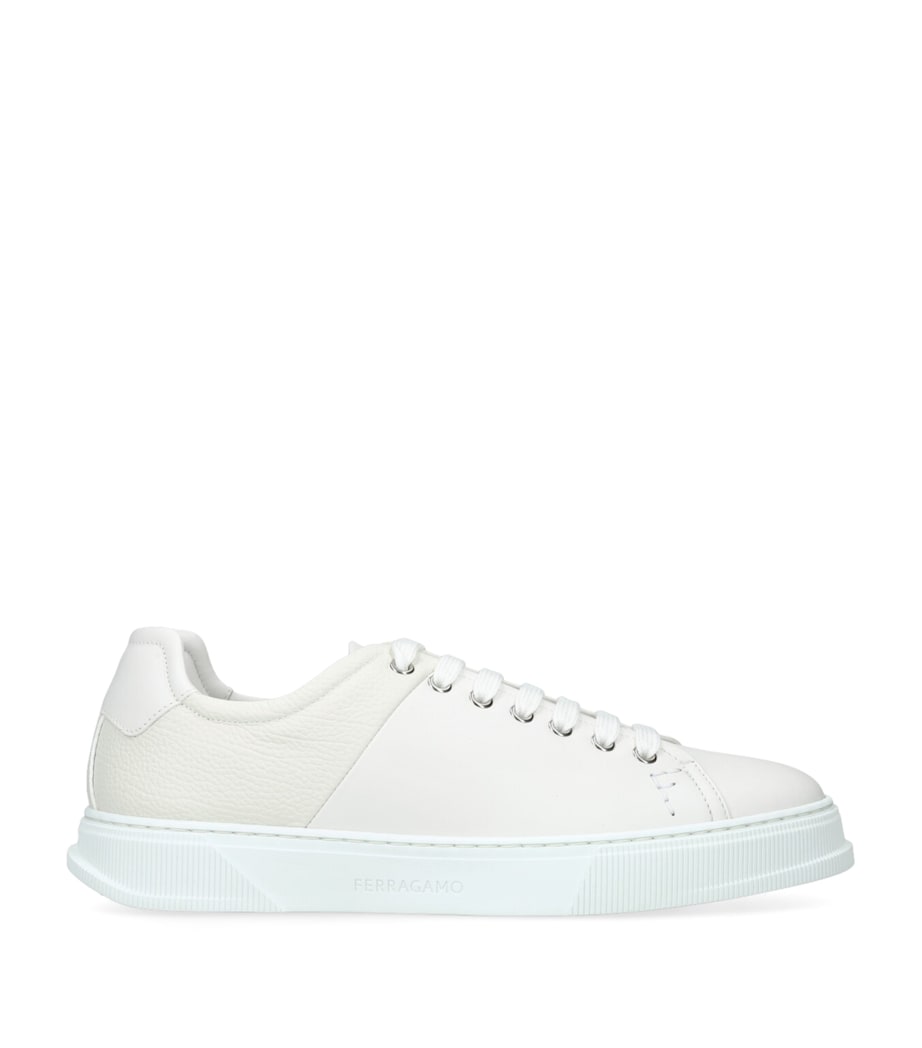 Salvatore Ferragamo Leather Clayton Sneakers White Image 1