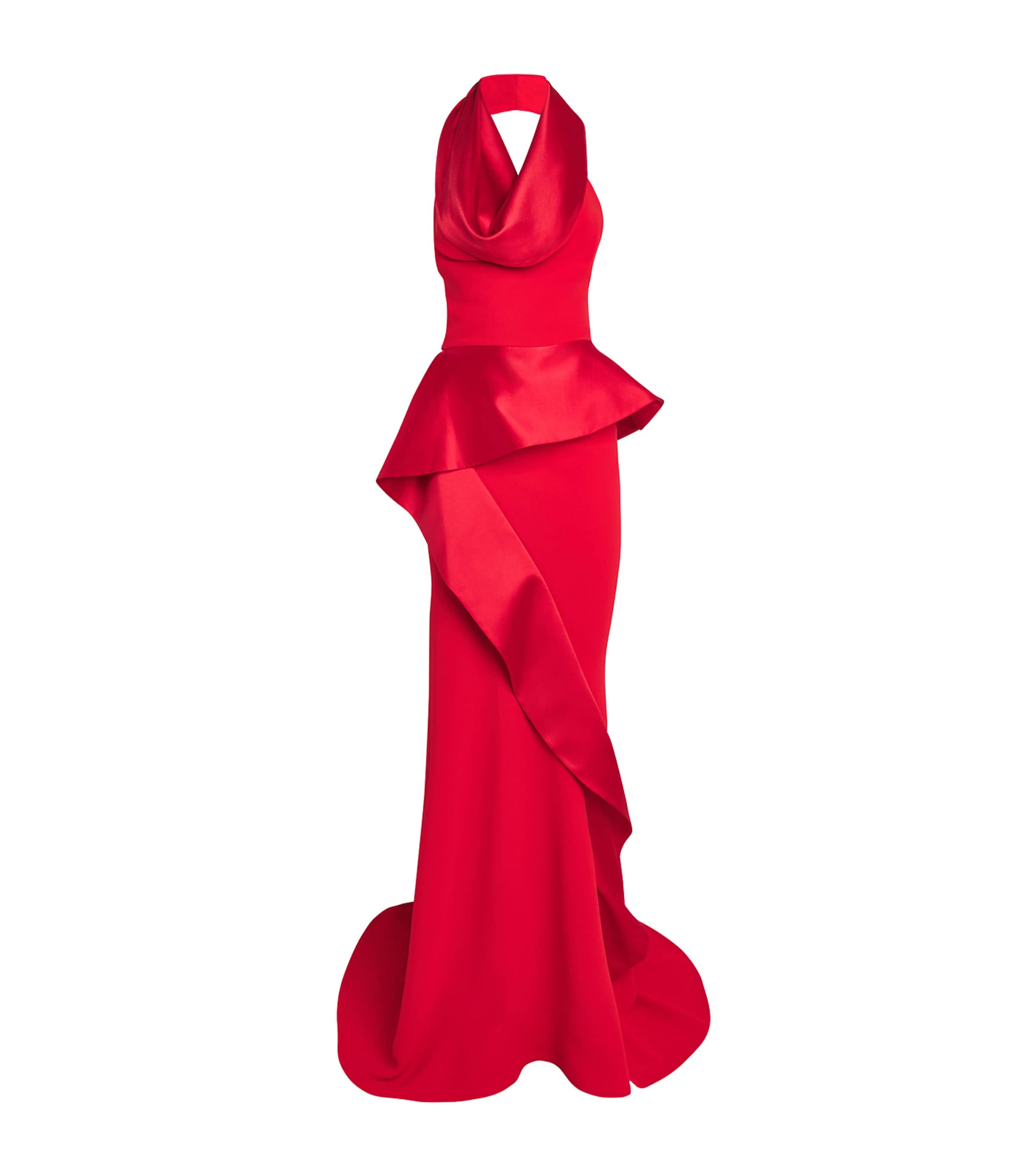 Cowl-Neck Provocateur Gown ROUGE/RED SATIN Image 1