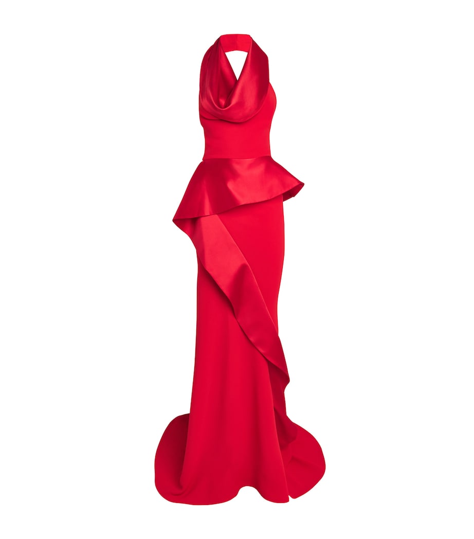 Cowl-Neck Provocateur Gown ROUGE/RED SATIN Image 1