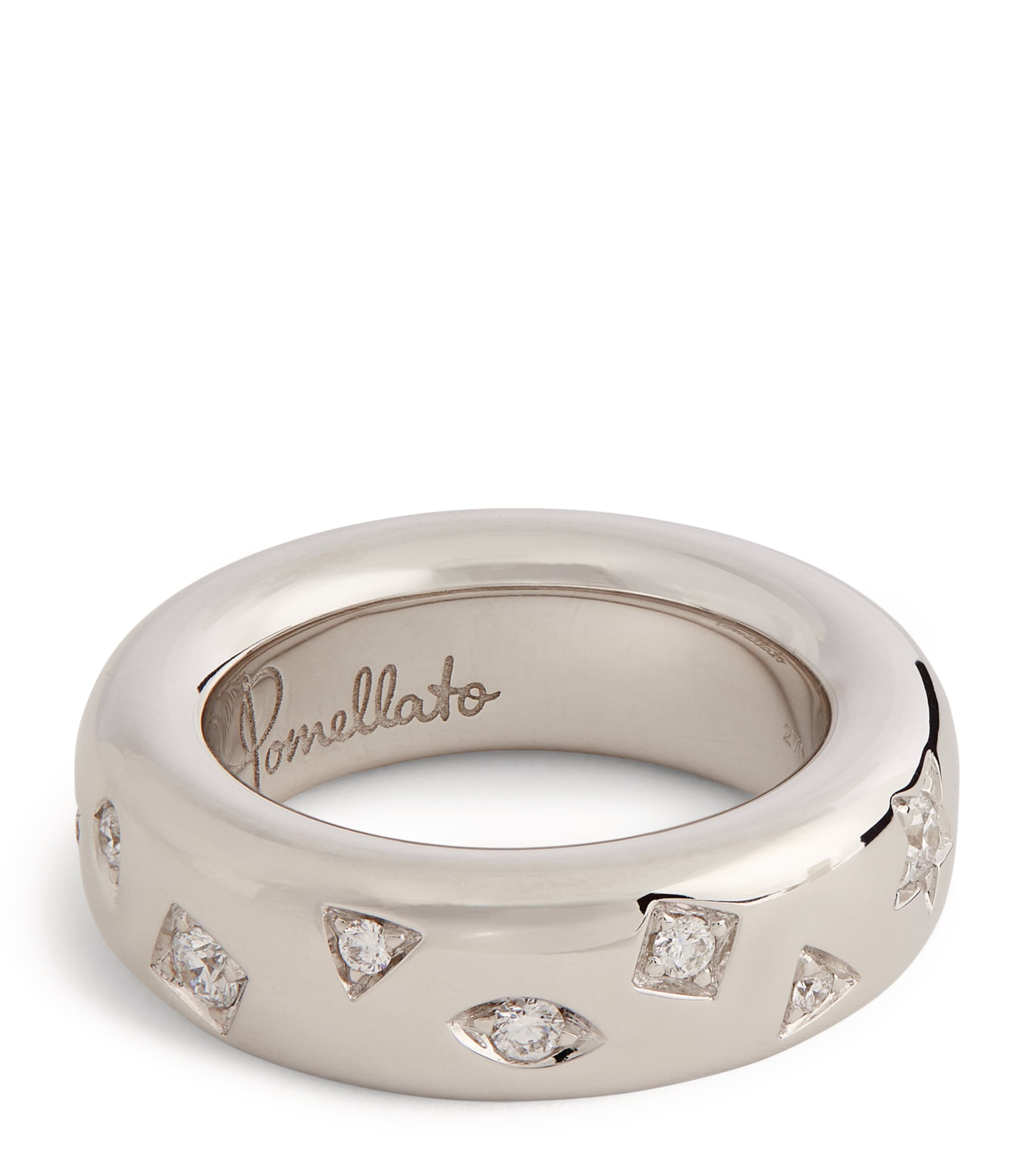 Pomellato Rhodium-Plated White Gold and Diamond Medium Iconica Ring Image 1