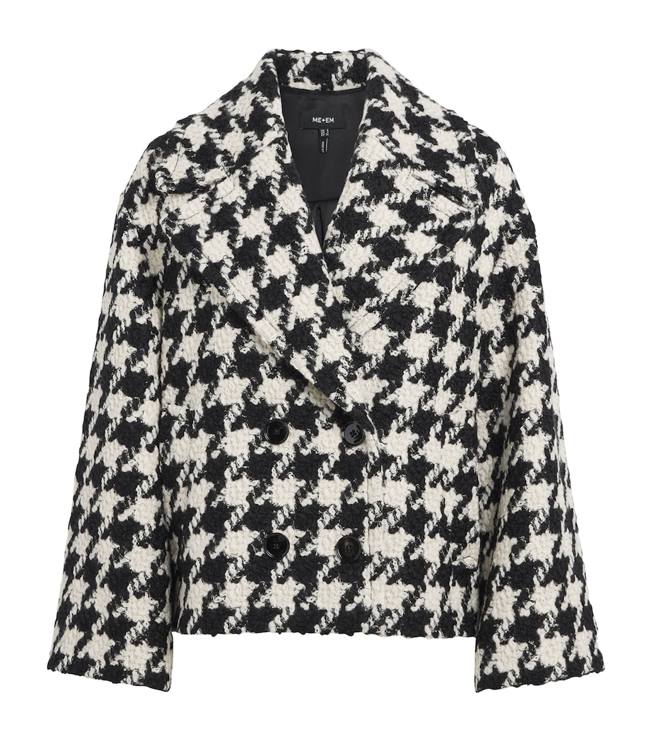 Wool Houndstooth Short Coat BLACK/IVORY Image 1