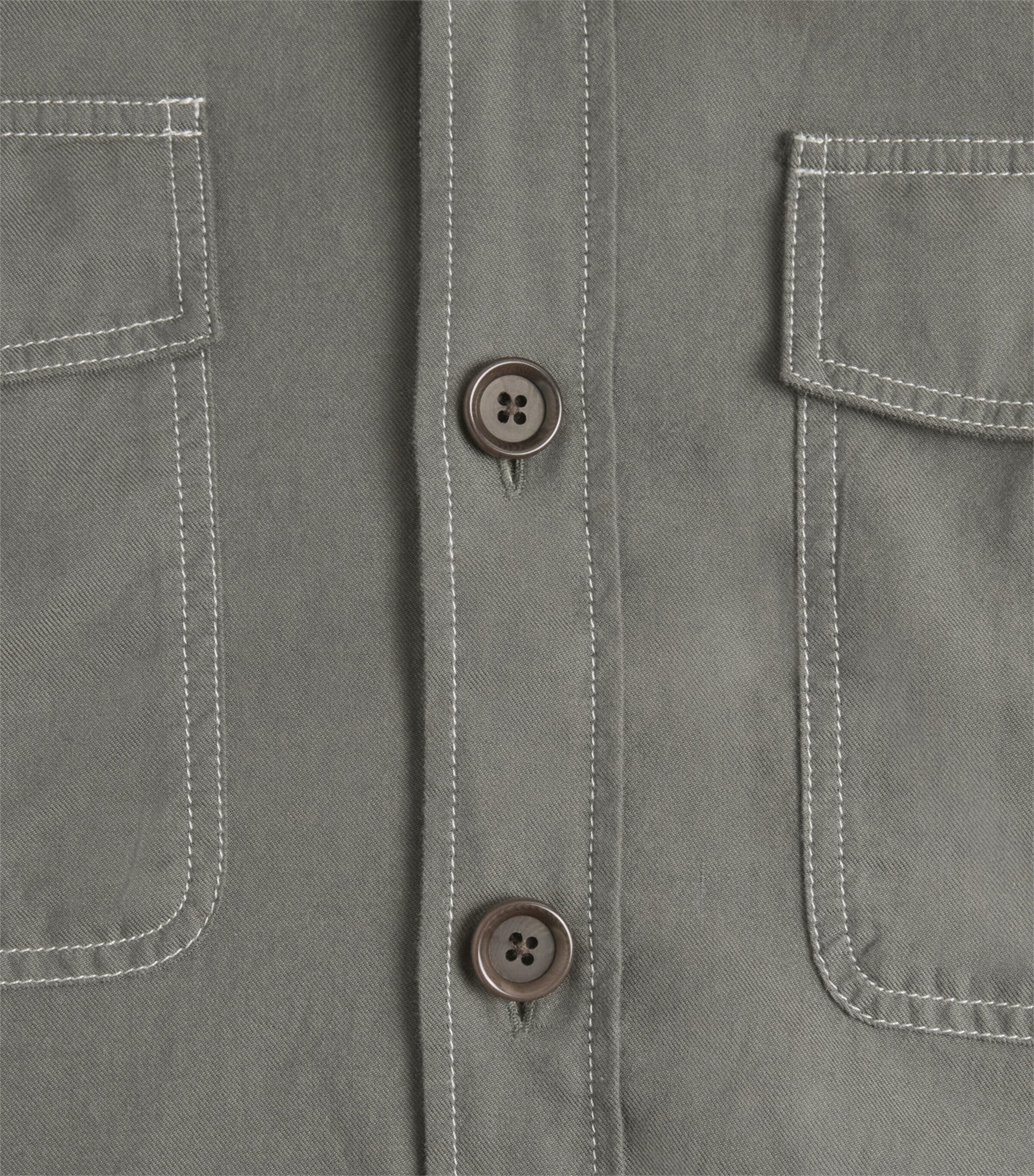 Oliver Spencer Mens Organic Cotton Contrast Shirt Green Image 6