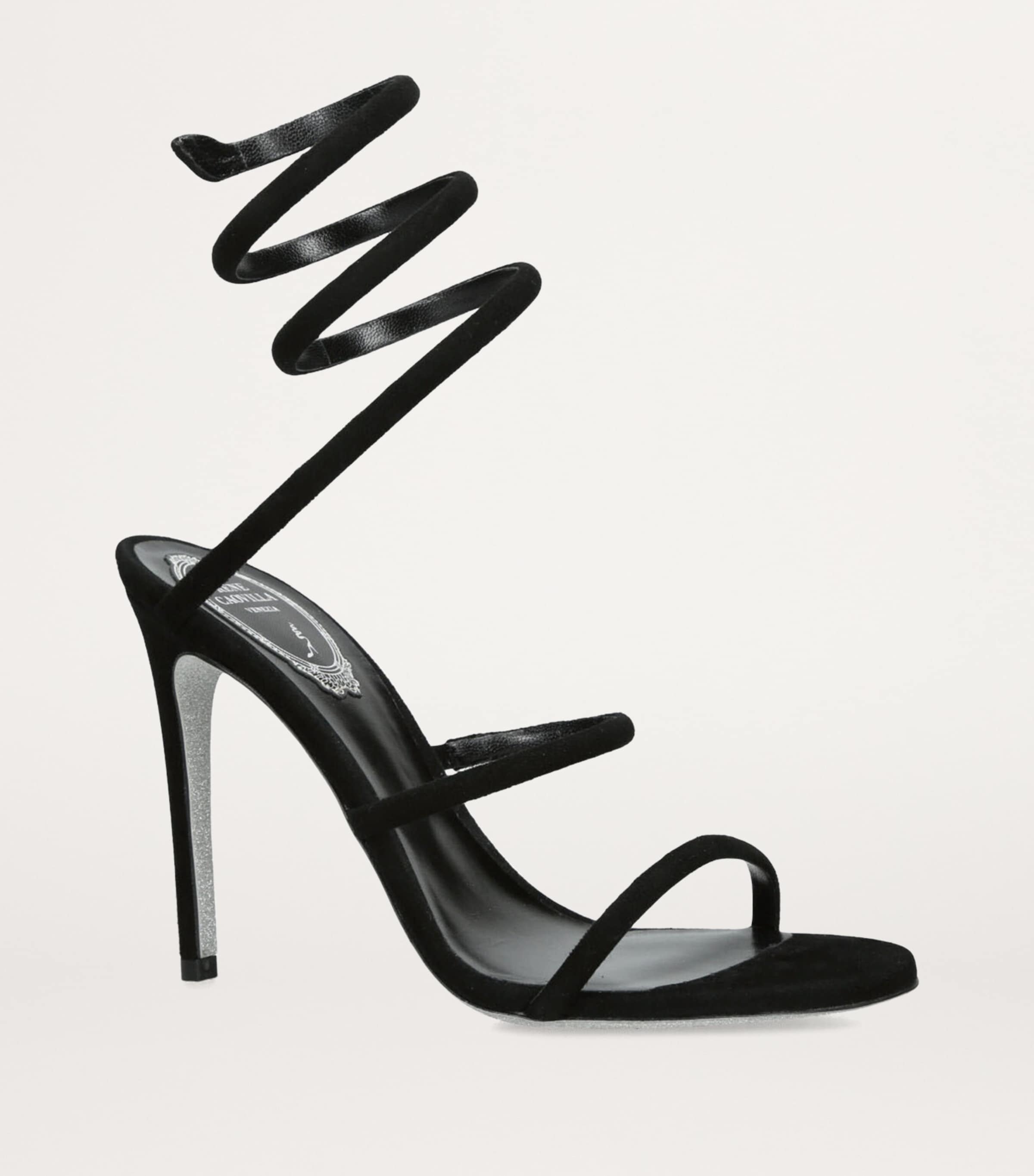 René Caovilla Suede Cleo Sandals 105 Black Image 3
