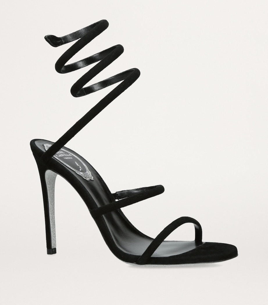 René Caovilla Suede Cleo Sandals 105 Black Image 3