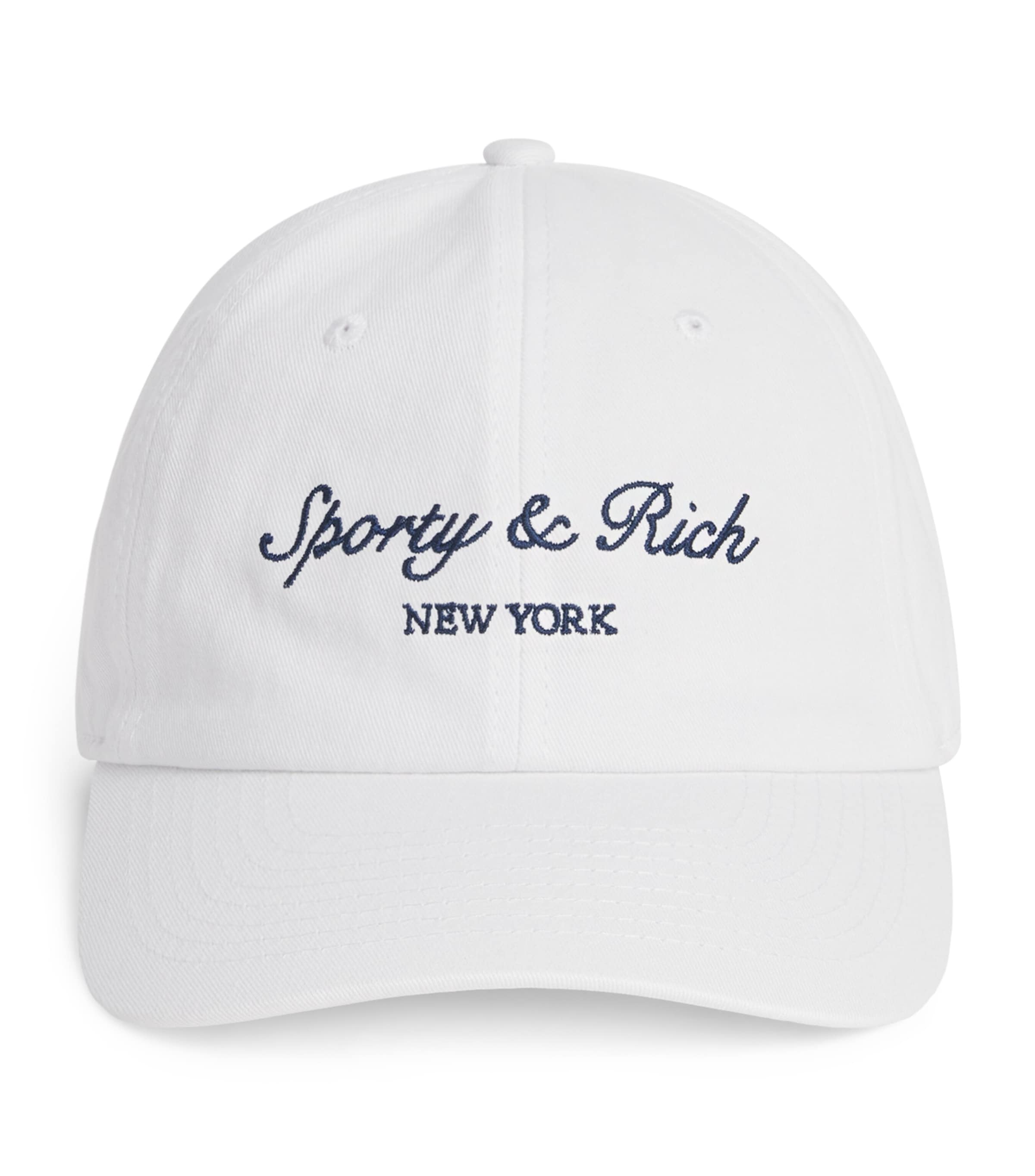 Sporty & Rich Cotton Syracuse Baseball Cap White Dark Navy Image 1