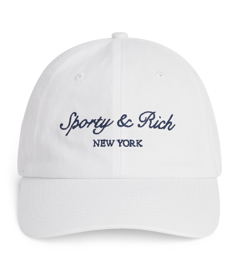 Sporty & Rich Cotton Syracuse Baseball Cap White Dark Navy Image 1