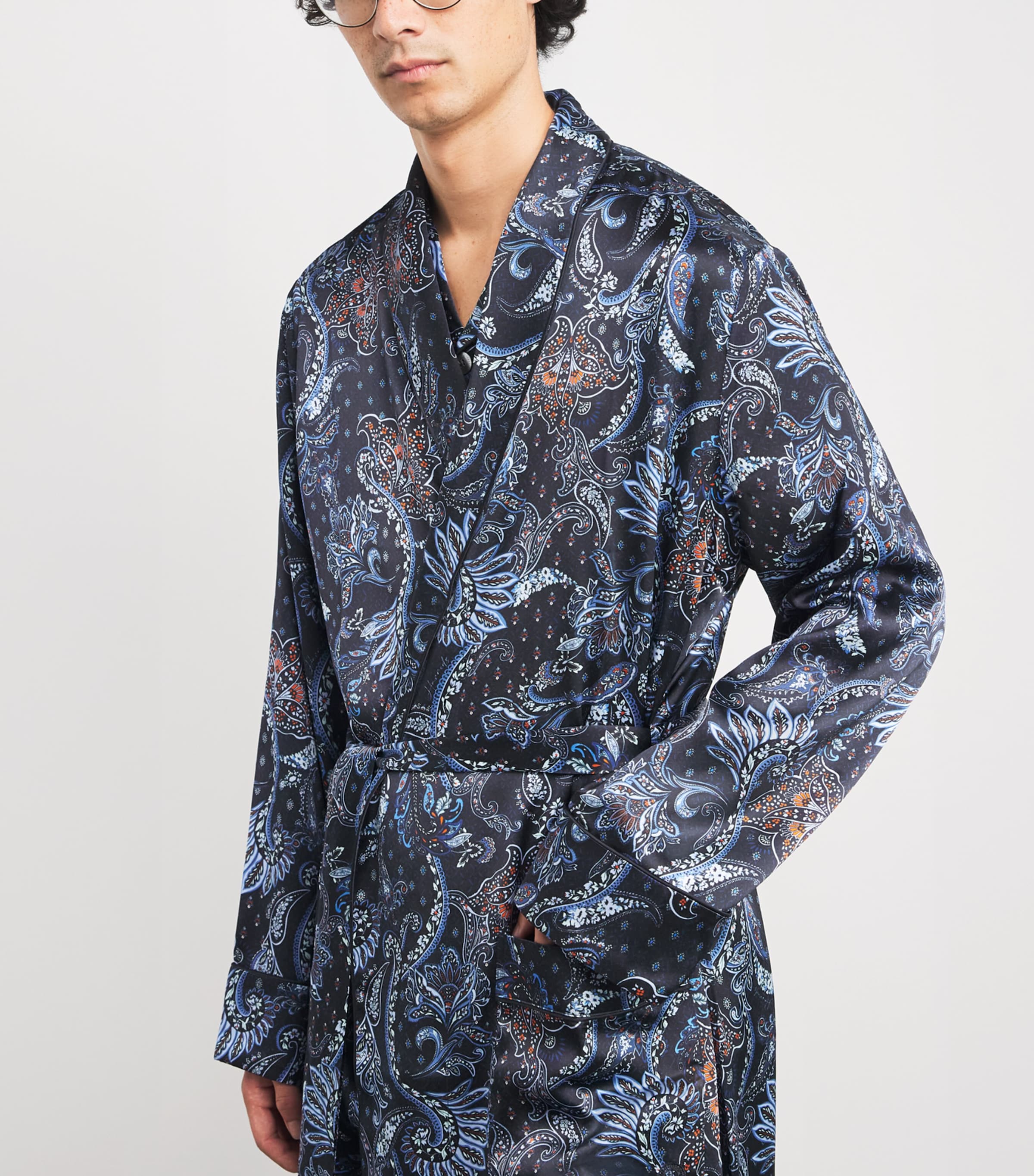 Silk Paisley Print Night Robe MULTI Image 4