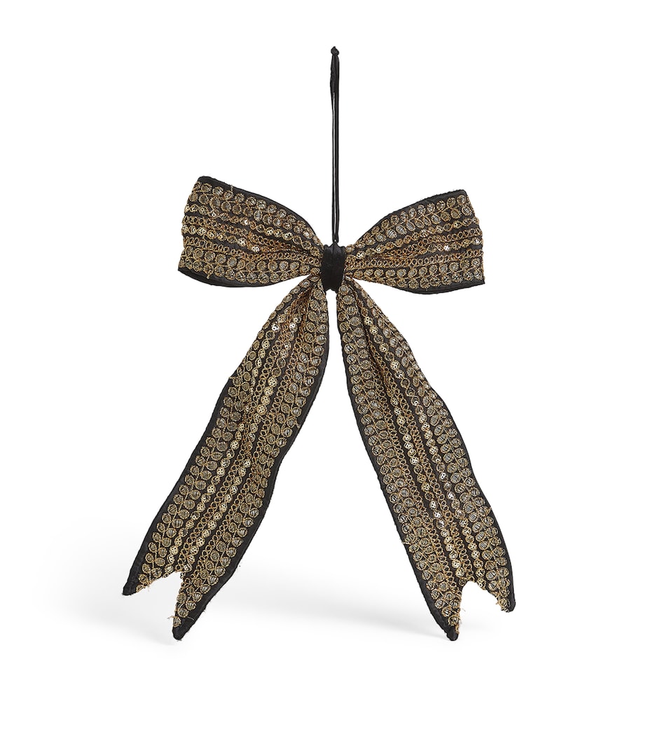Luxury Garland Embellished Bow Tree Decoration Black And Gold Image 1