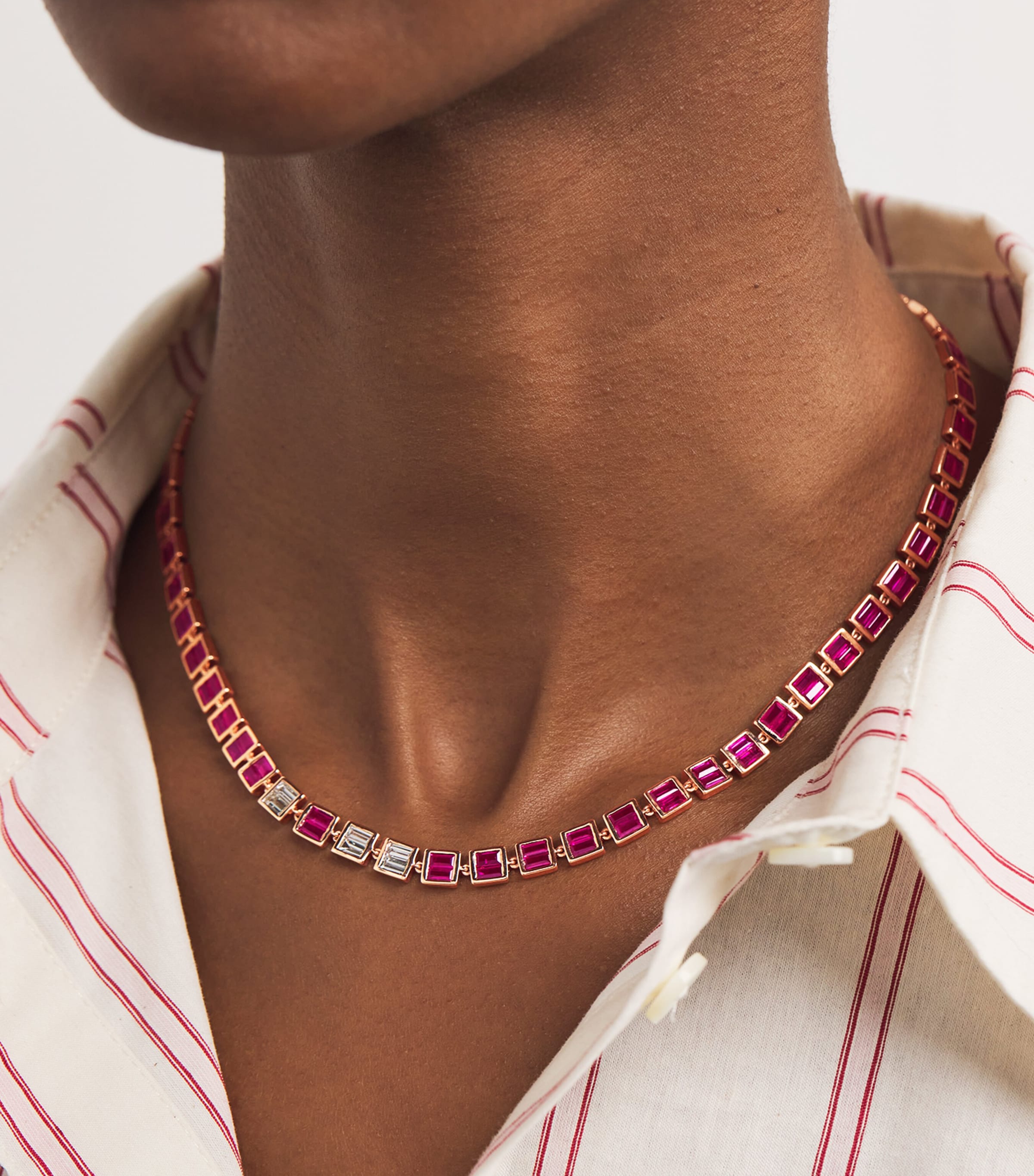 Rose Gold, Diamond and Ruby Deco Choker ROSE GOLD Image 2
