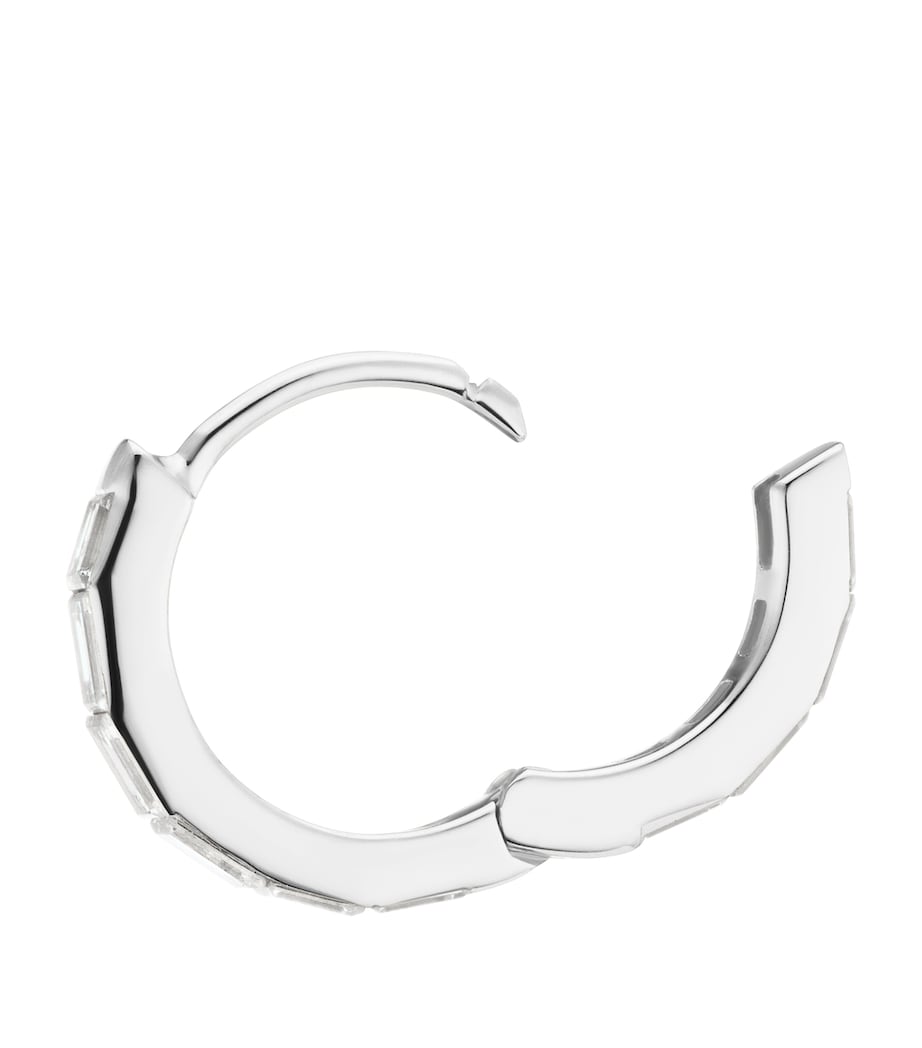 White Gold Invisible Set Baguette Diamond Eternity Hoop Earring (8mm) WHITE GOLD Image 4