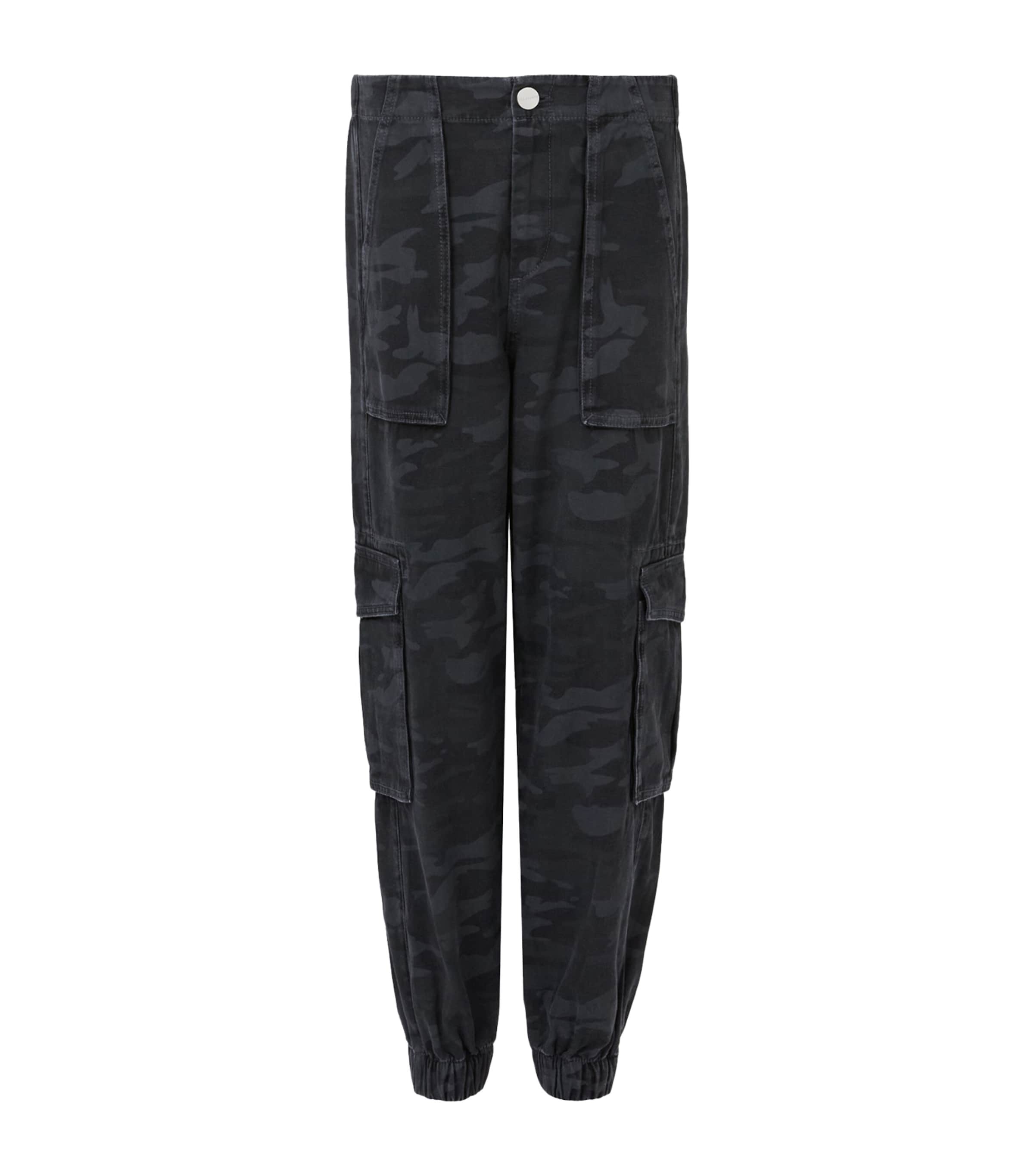 Allsaints Womens Camo Ink Blue Fredia Camo-print High-rise Denim Trousers In Blue