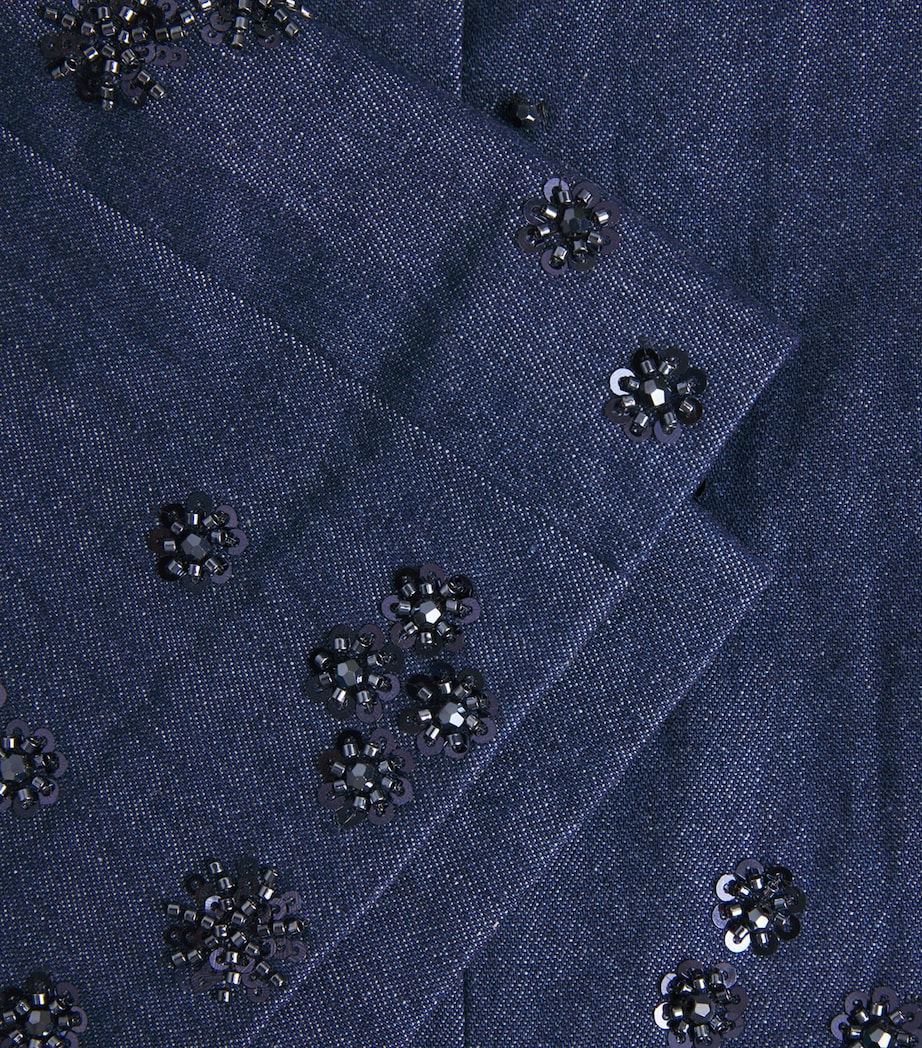 Maje Womens Embellished Denim Shorts Navy Image 6