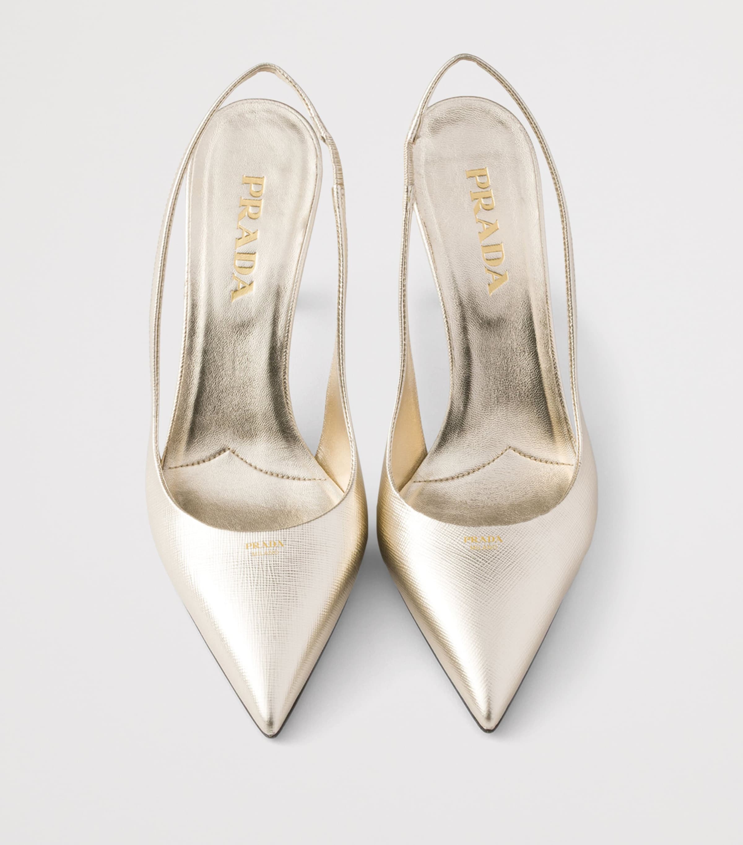 Prada Metallic Saffiano Leather Slingback Heels 75 Gold/silver Image 3