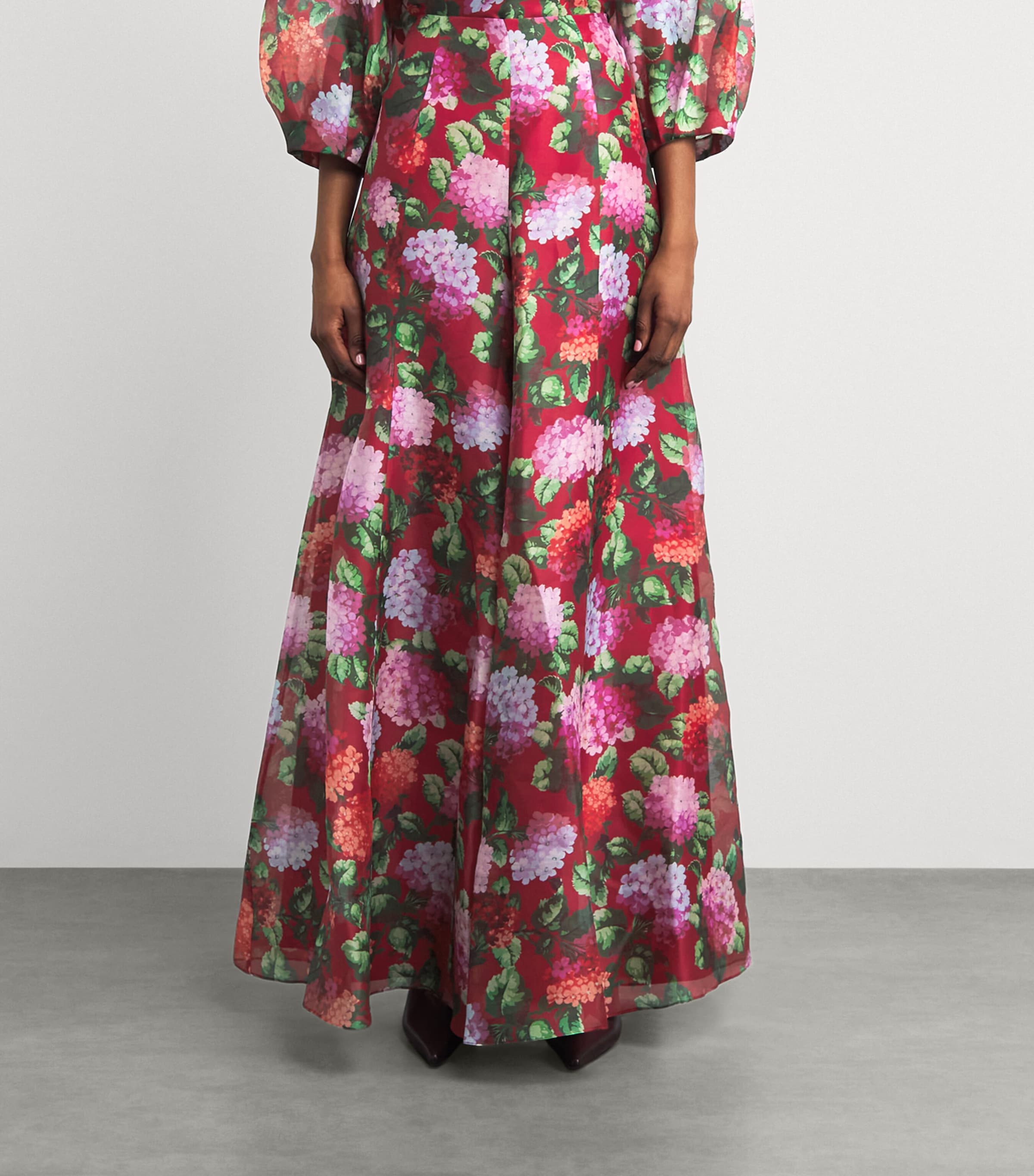 Carolina Herrera Womens Silk Floral Iris Trousers Cranberry/multi Image 5