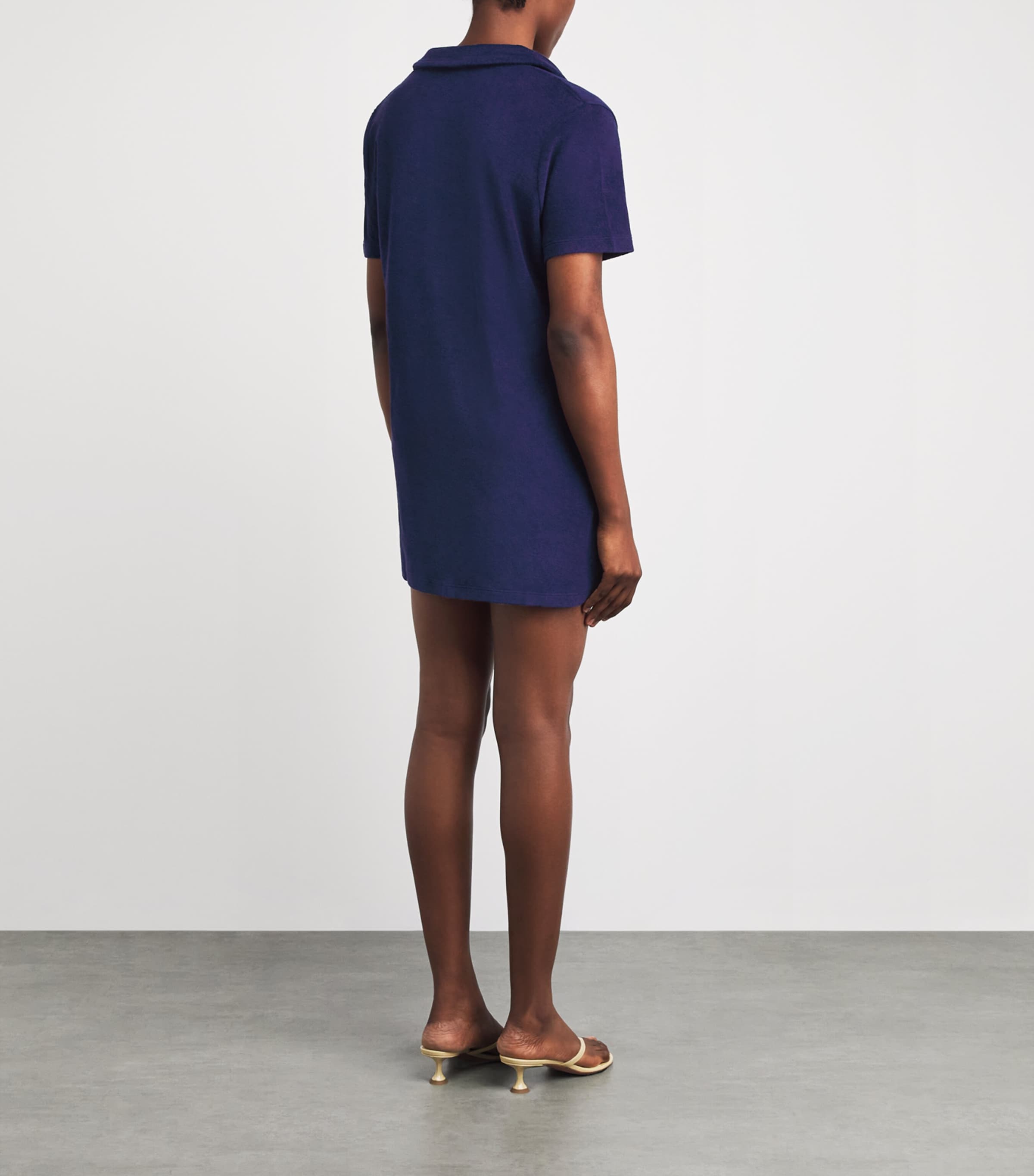Polo Ralph Lauren Womens Towelling Collared Mini Dress Navy Image 4