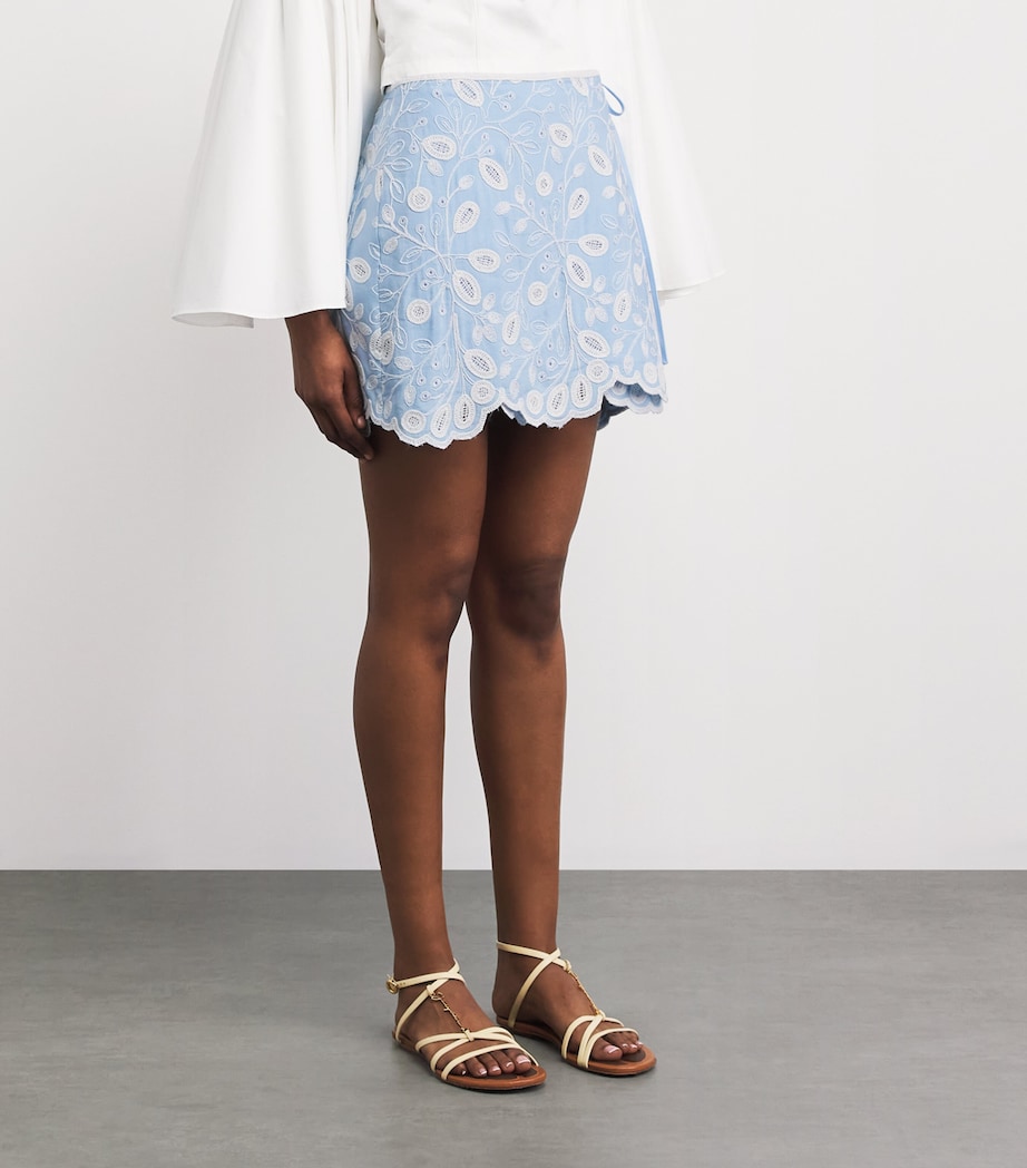 Simkhai Womens Embroidered Delaney Mini Skirt Tidepool Multi Image 4