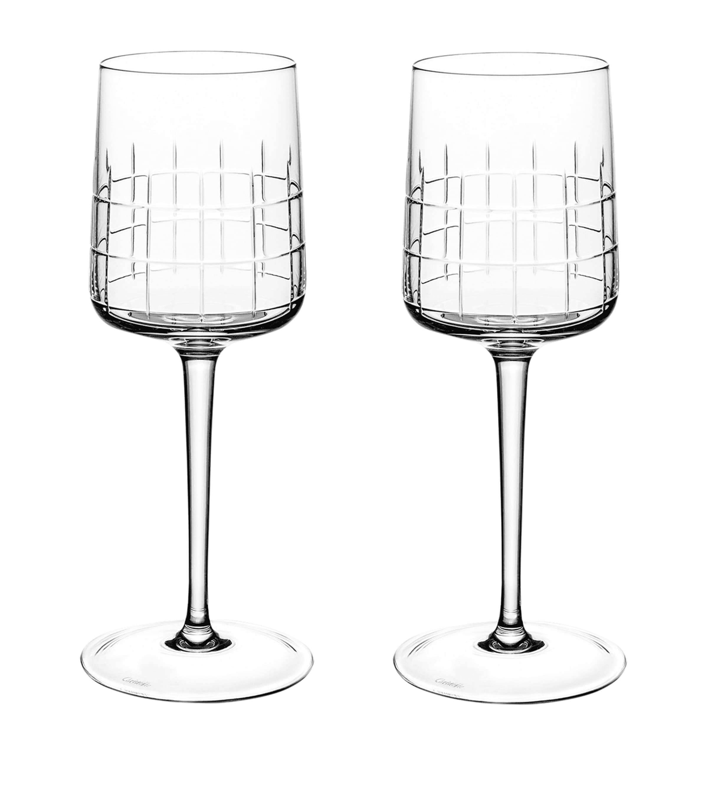 CHRISTOFLE SET OF 2 GRAPHIK CRYSTAL WATER GOBLETS 