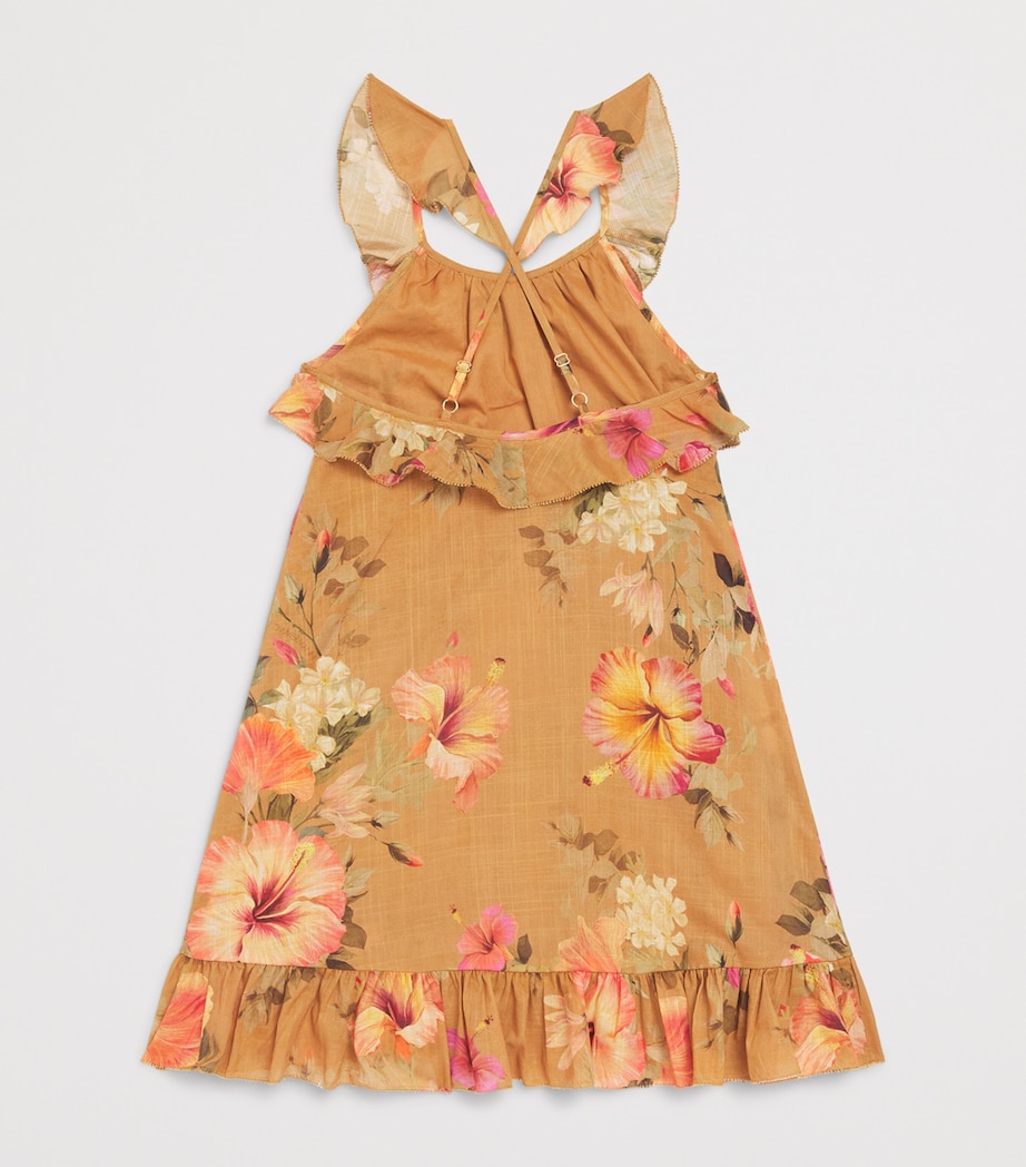 Zimmermann Kids Ruffled Mahon Dress (2-12 Years) Tan Hibiscus Image 2