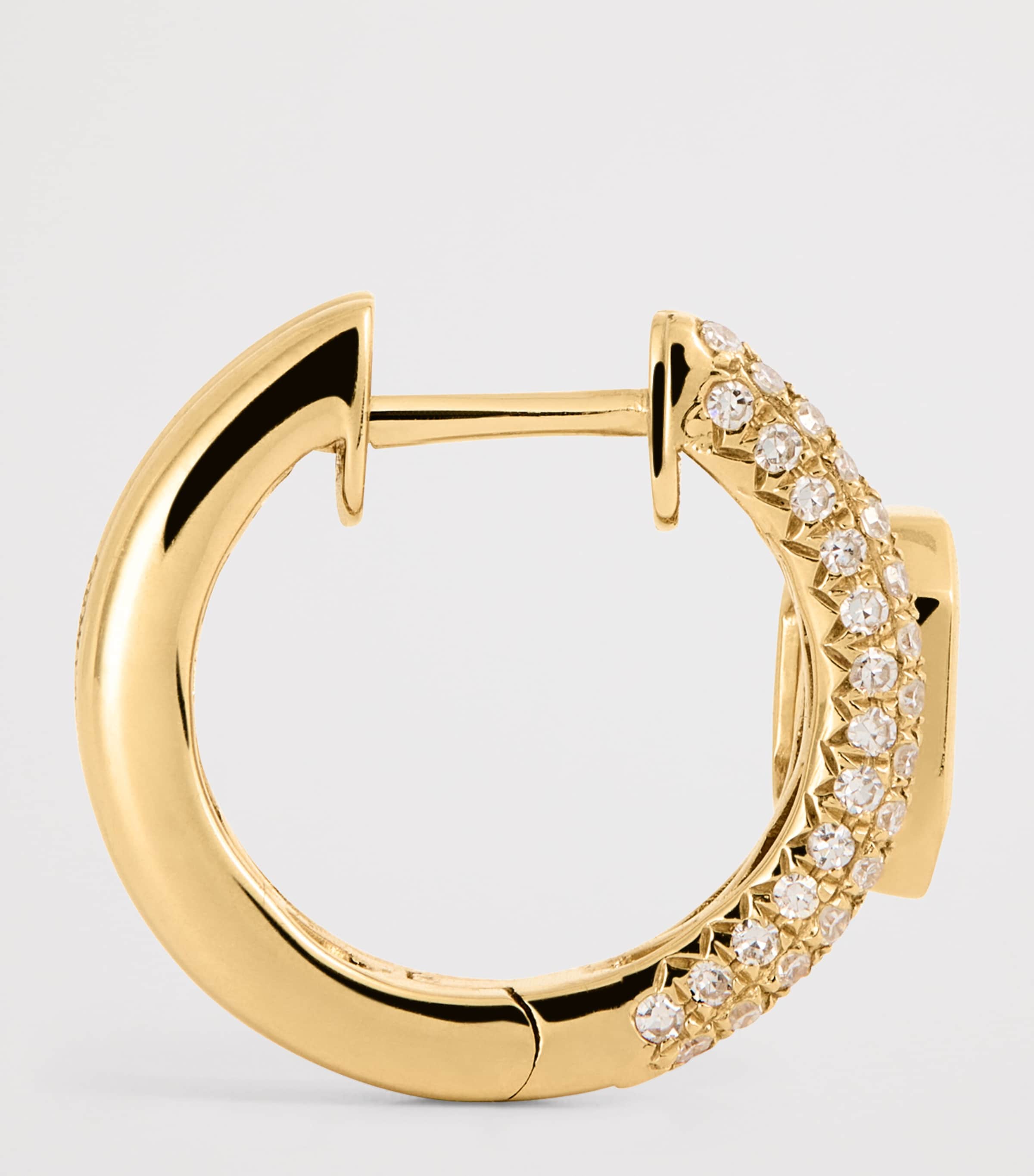 Yellow Gold and Diamond Floating Bezel Huggie Earrings YELLOW GOLD Image 4