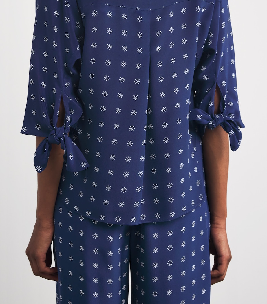 Silk Floral Print Blouse NAVY Image 6