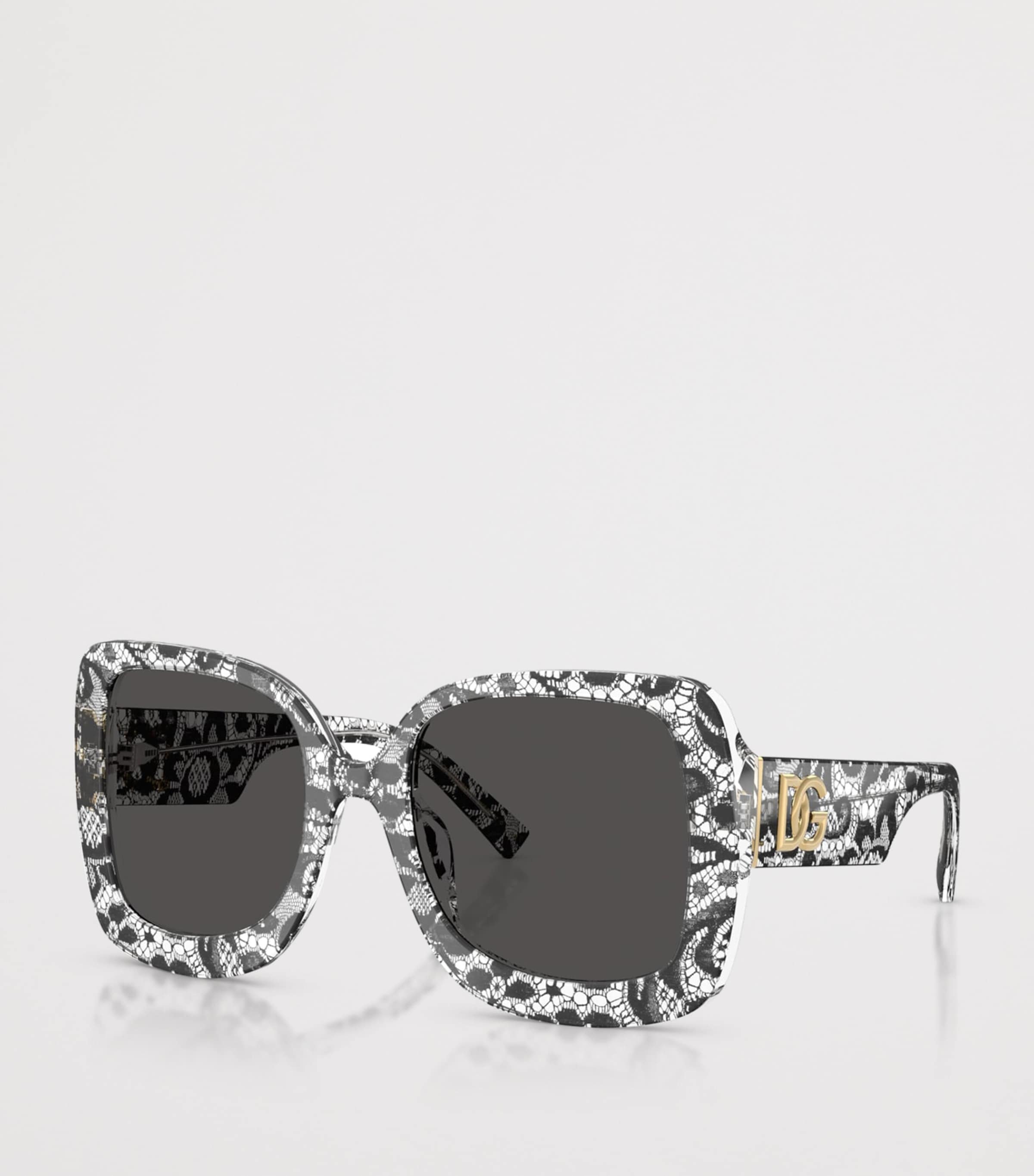 Dolce&Gabbana Lace Print Square Sunglasses Black Image 2