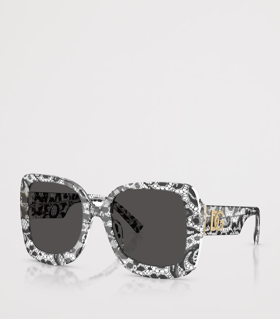 Dolce&Gabbana Lace Print Square Sunglasses Black Image 2