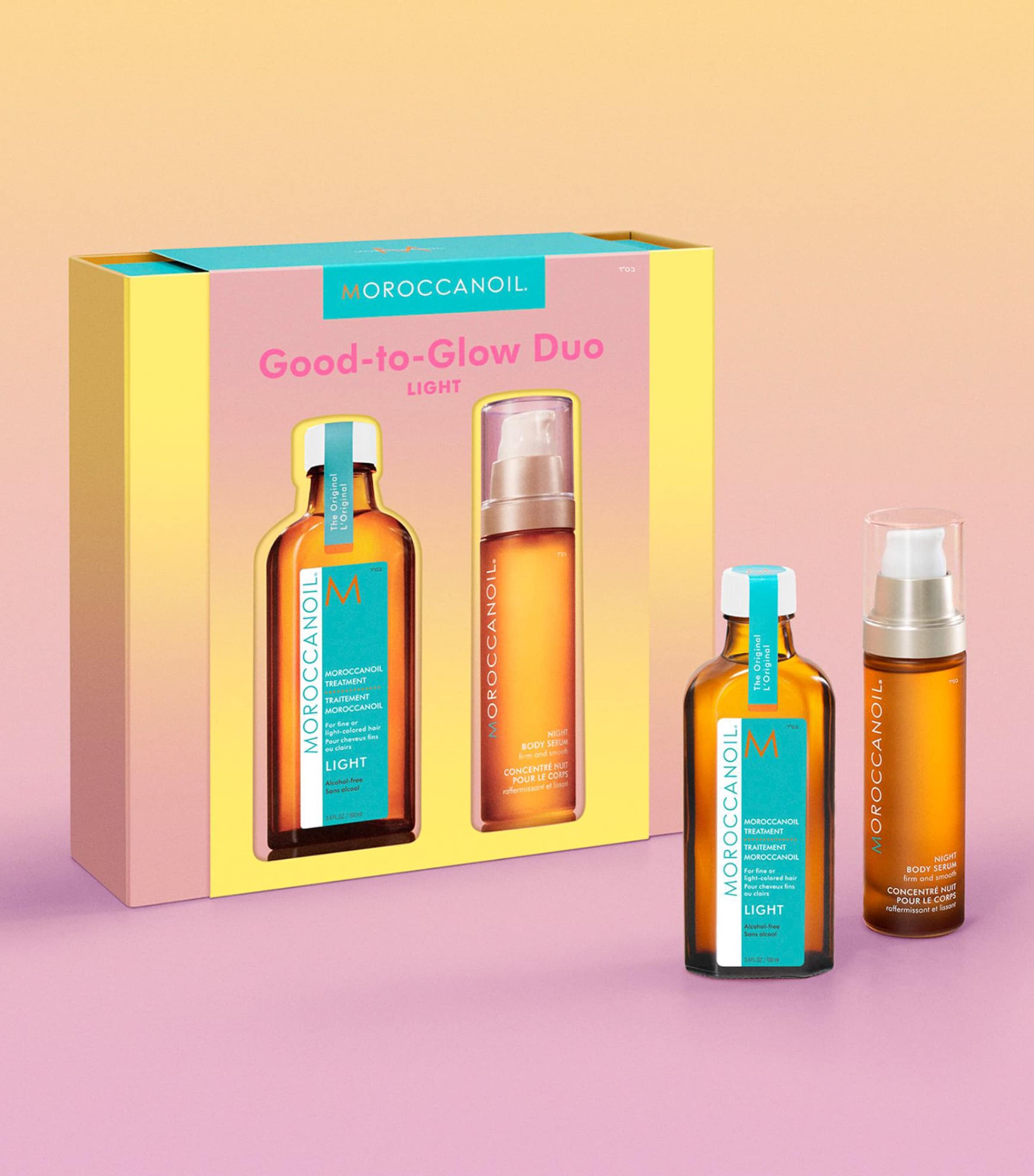 Moroccanoil Good-to-glow Light Duo Hair Treatment And Body Serum Set