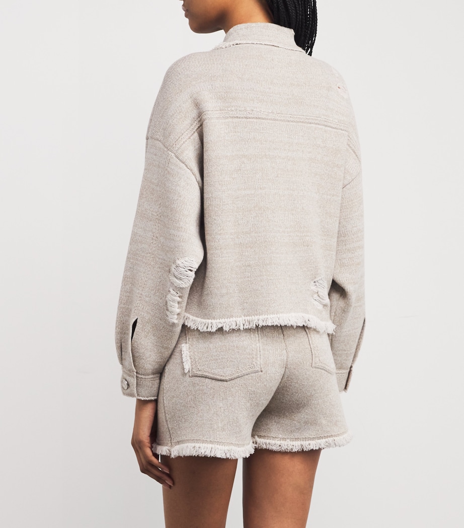 Barrie Womens Cashmere-Cotton Distressed Jacket Urchin Dark Image 4