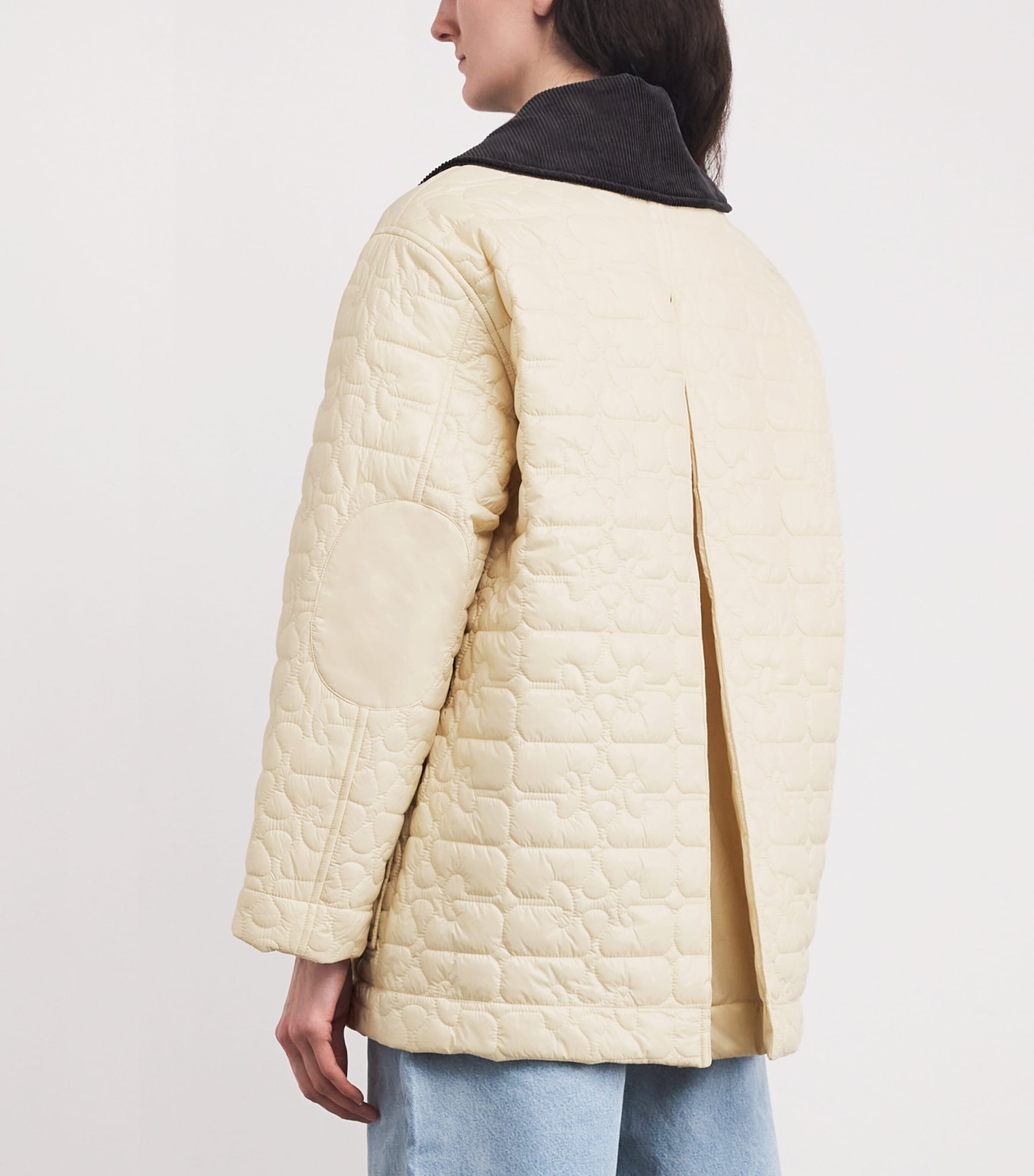 Corduroy-Collar Shiny Quilted Jacket 265 ANGORA Image 4