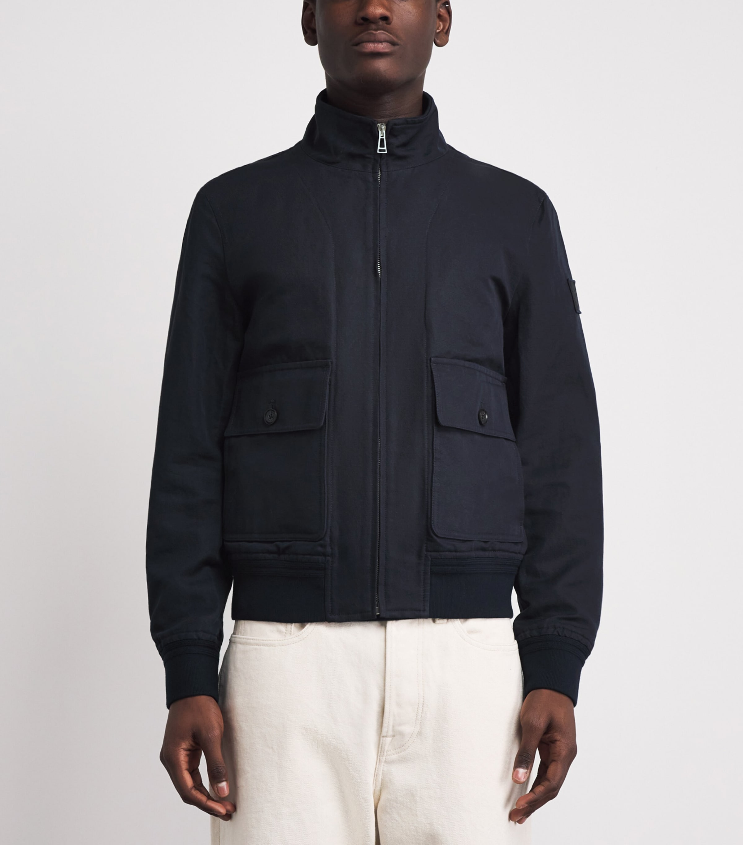 Belstaff Mens Linen-Cotton Helston Jacket Dark Inkdkink Image 4