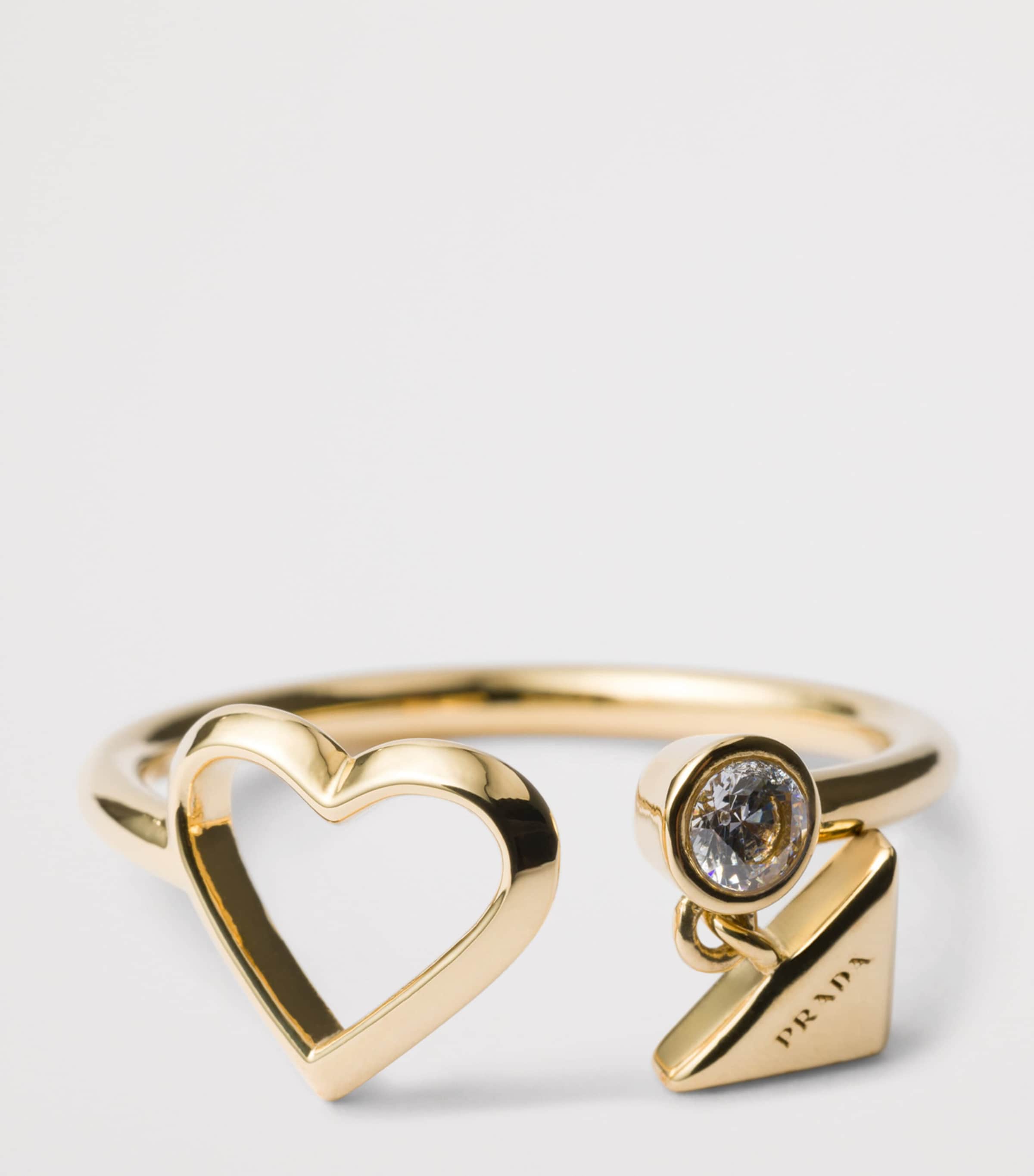 Prada Embellished Triangle Charm Ring Gold/silver Image 2