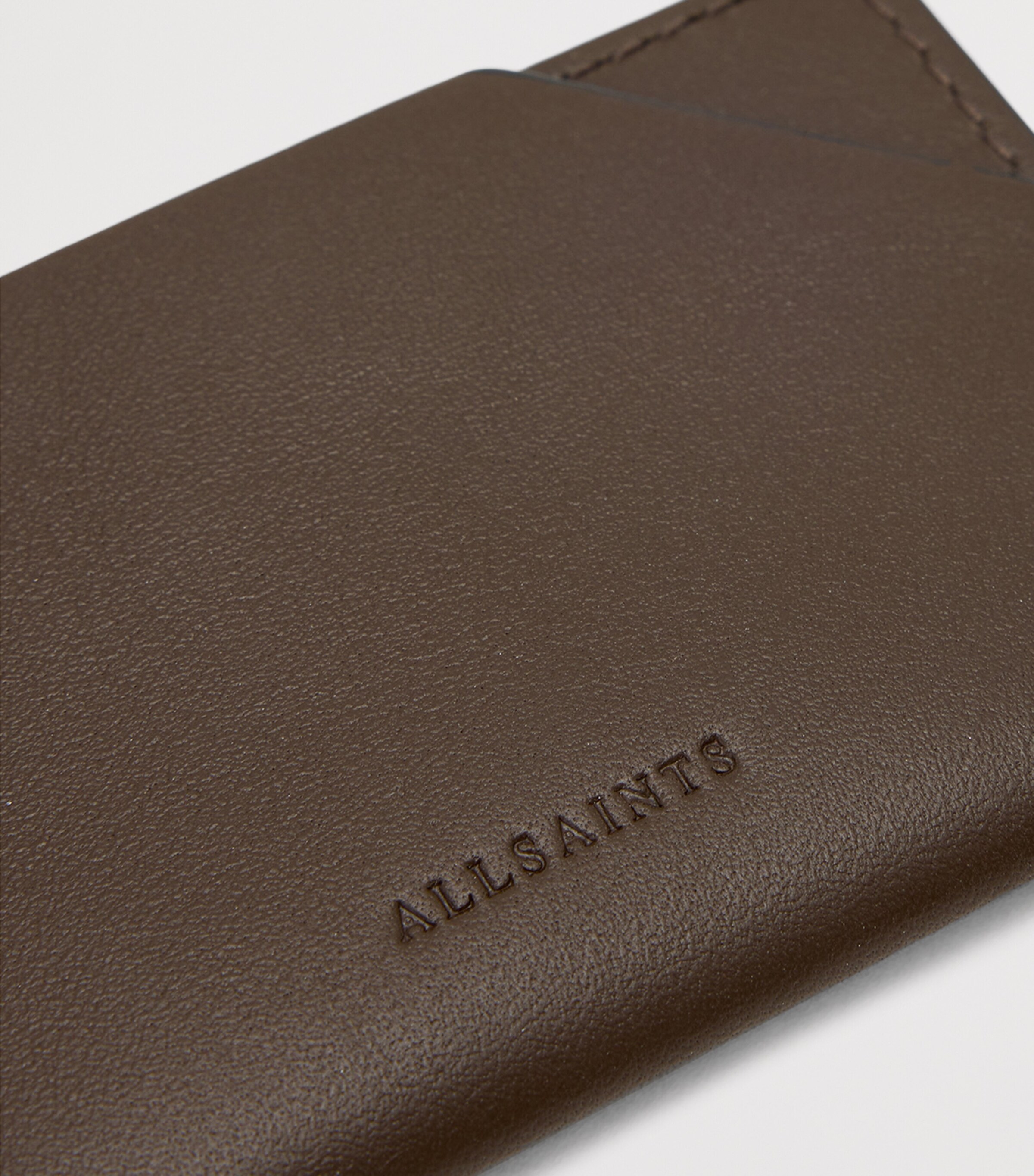 AllSaints Leather Hex Card Holder Fango Brown Image 4