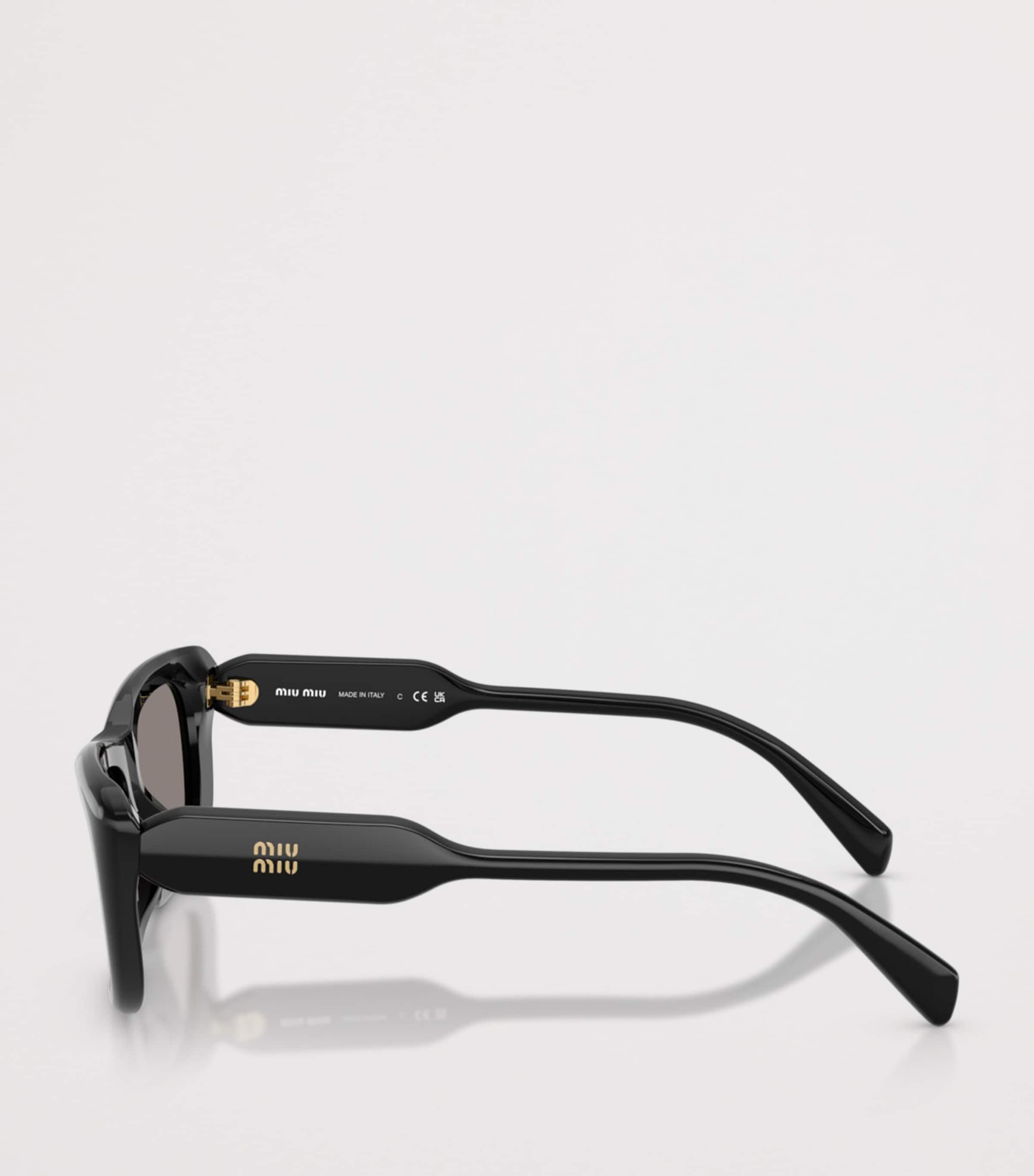 Miu Miu Acetate Rectangle Sunglasses Black Image 3