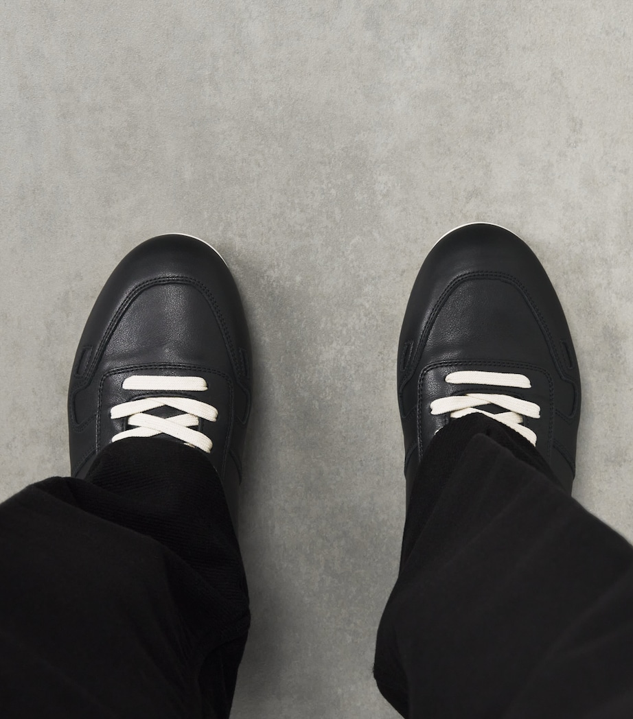 Leather Minimal Low-Top Sneakers BLACK/MILK/MILK Image 6